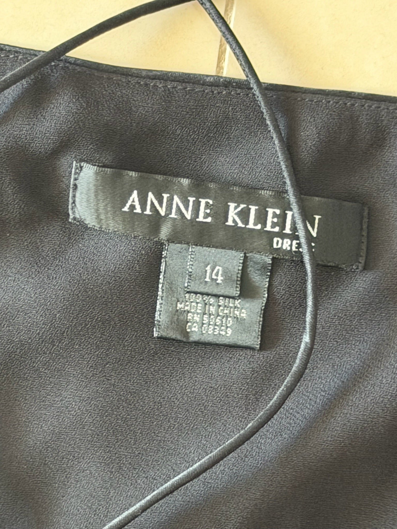 Vintage Anne Klein 100% silk black slip dress 14