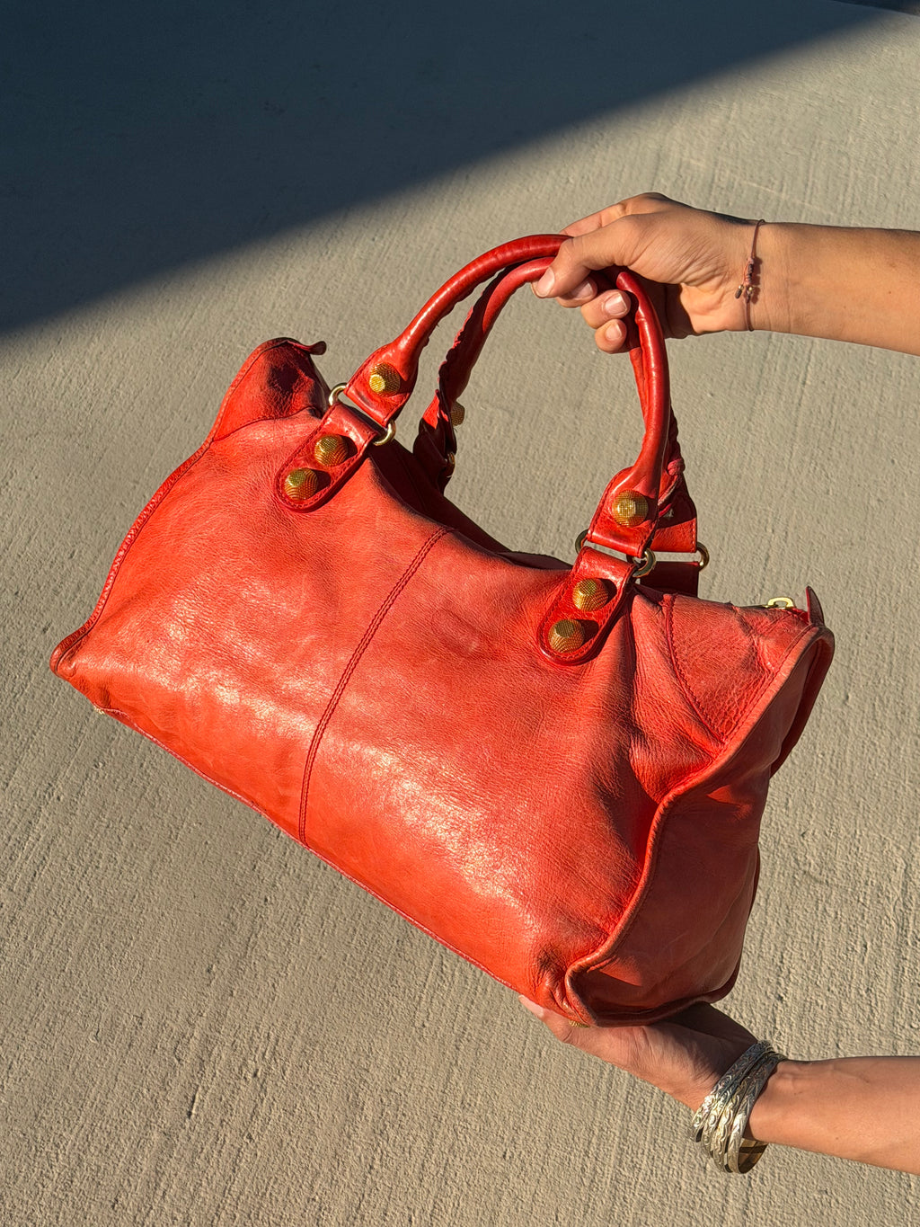 Balenciaga Work Bag (2006) — Faded Rouge Leather, Antique Brass Hardware