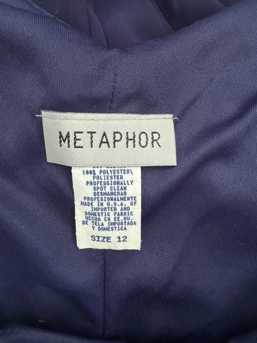 Metaphor navy beaded handkerchief hem evening dress | made in usa | size 12
