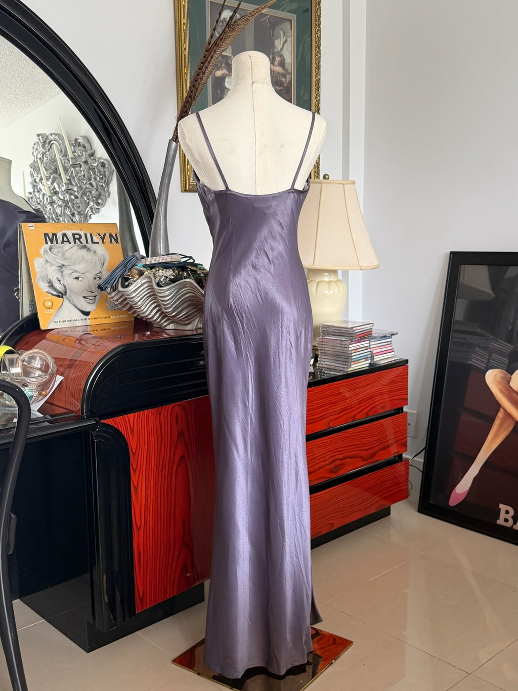 Lavender Satin Slip Dress