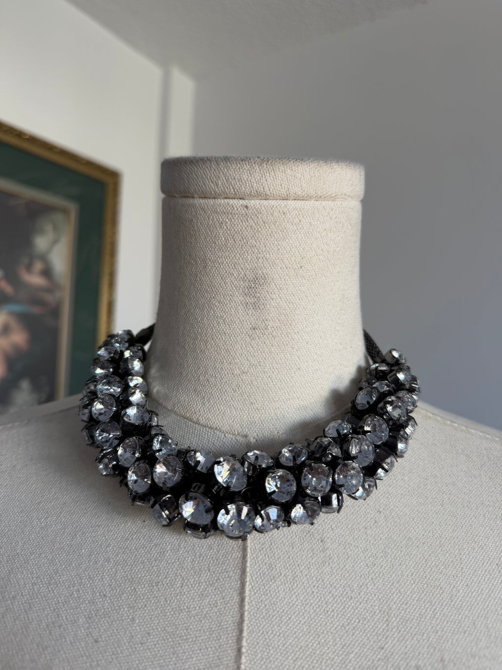 Clear Crystal Cluster Statement Necklace
