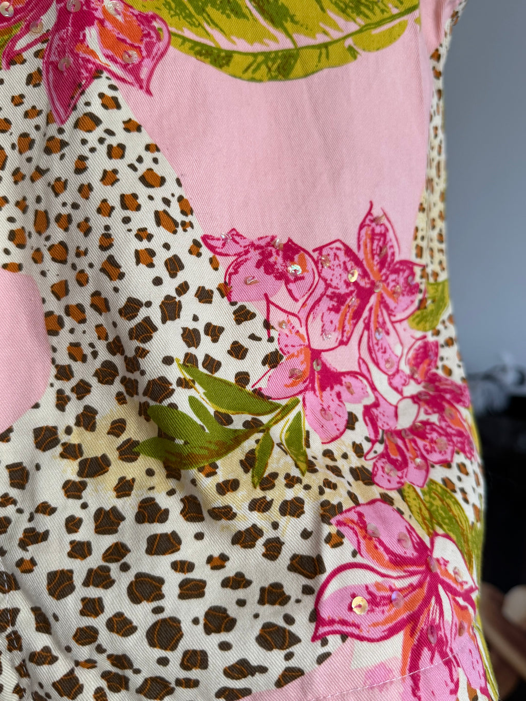 Jane Ashley Casual Lifestyle Floral Leopard Print Embellished Jacket