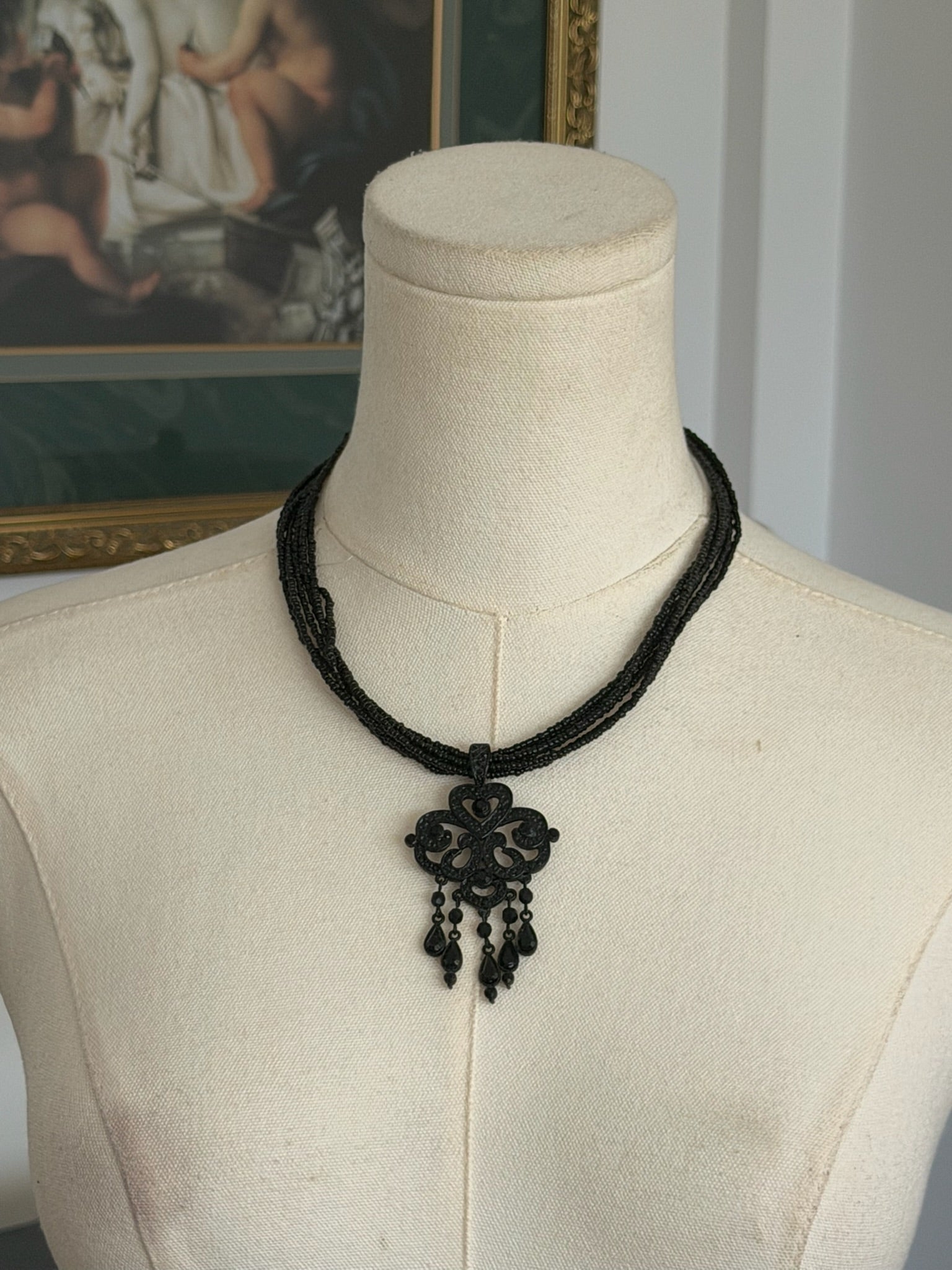 Black Beaded Vintage Choker