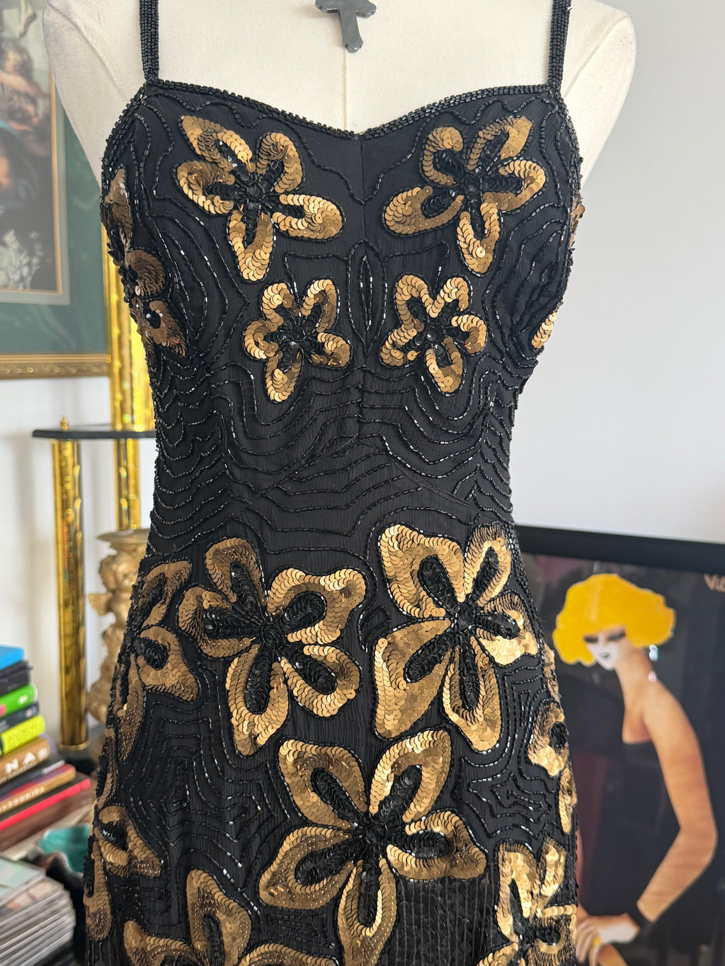 Megere Pure Silk Beaded Dress S-M