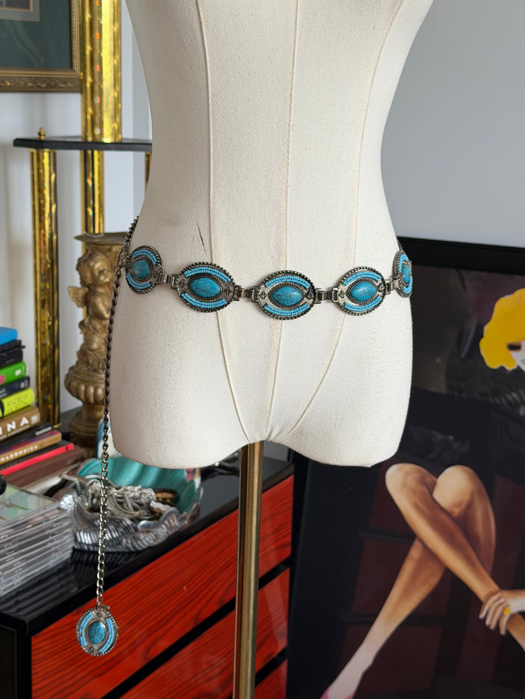Turquoise Stone Western Chain Belt
