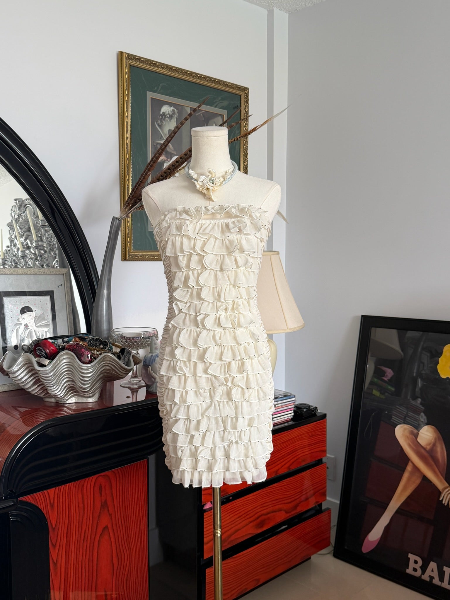Vintage F21 romantic ruffle dress xs