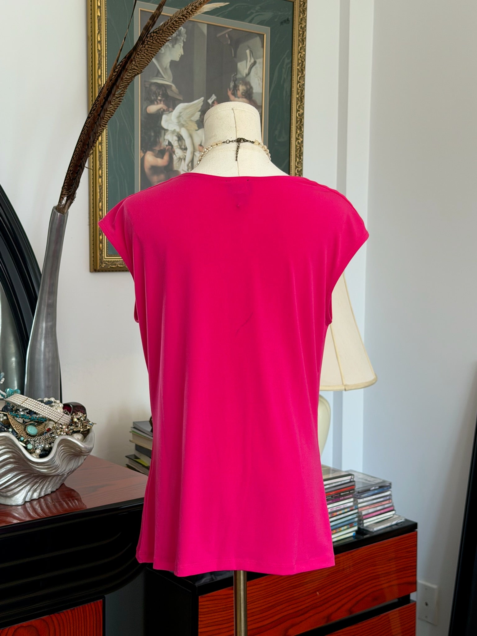 Hot pink draped mini shoulder top M￼