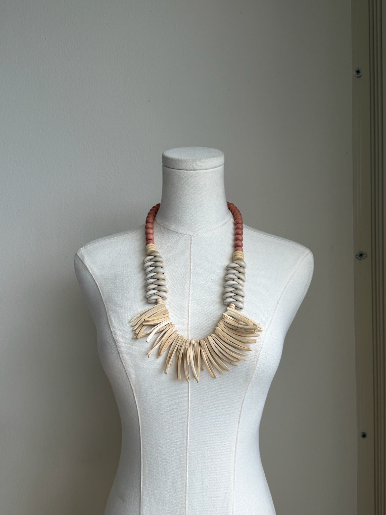 Neutral Shell Fringe Necklace