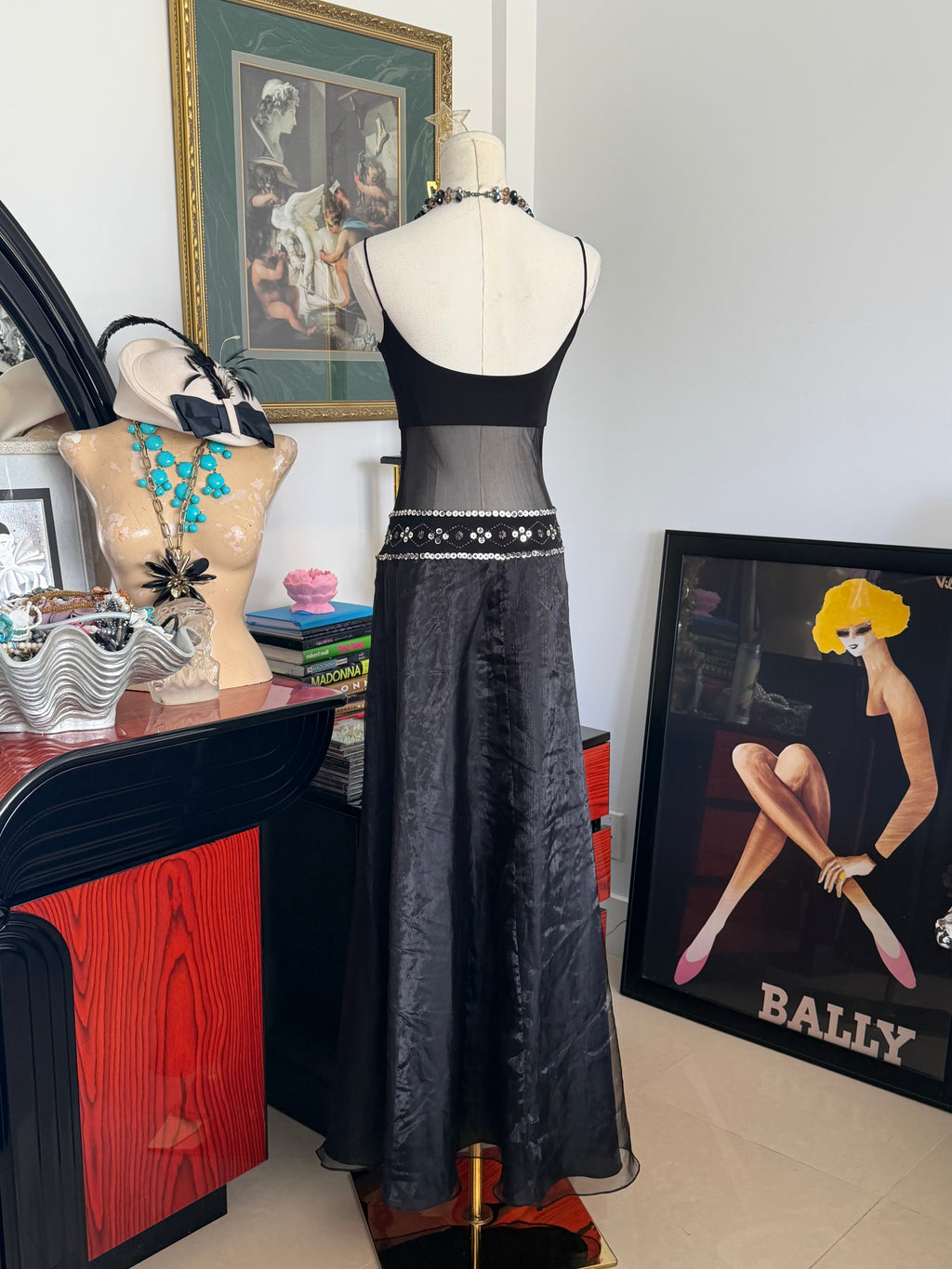 Vintage Frederick’s of Hollywood Sheer Panel Black Gown