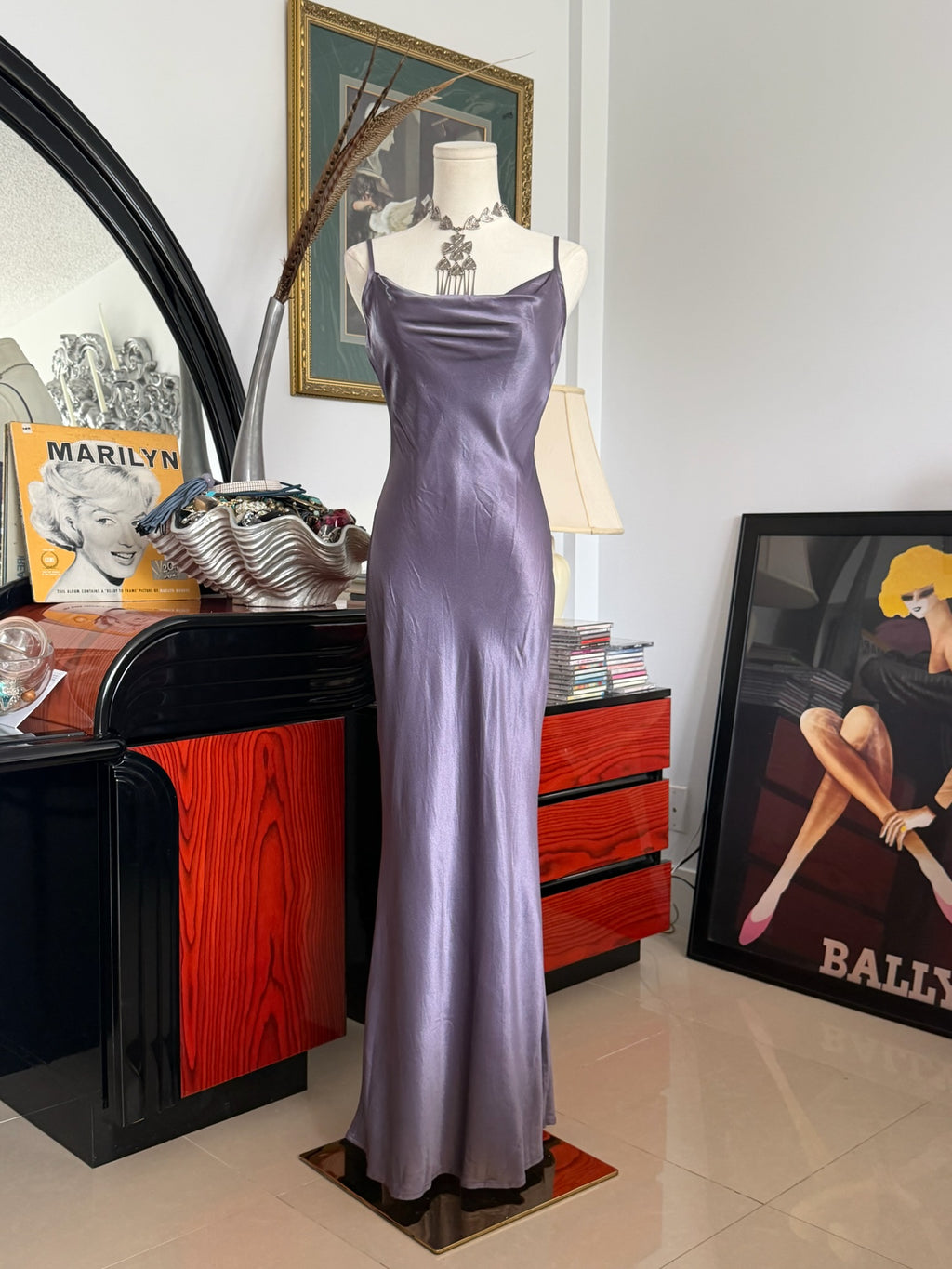 Lavender Satin Slip Dress
