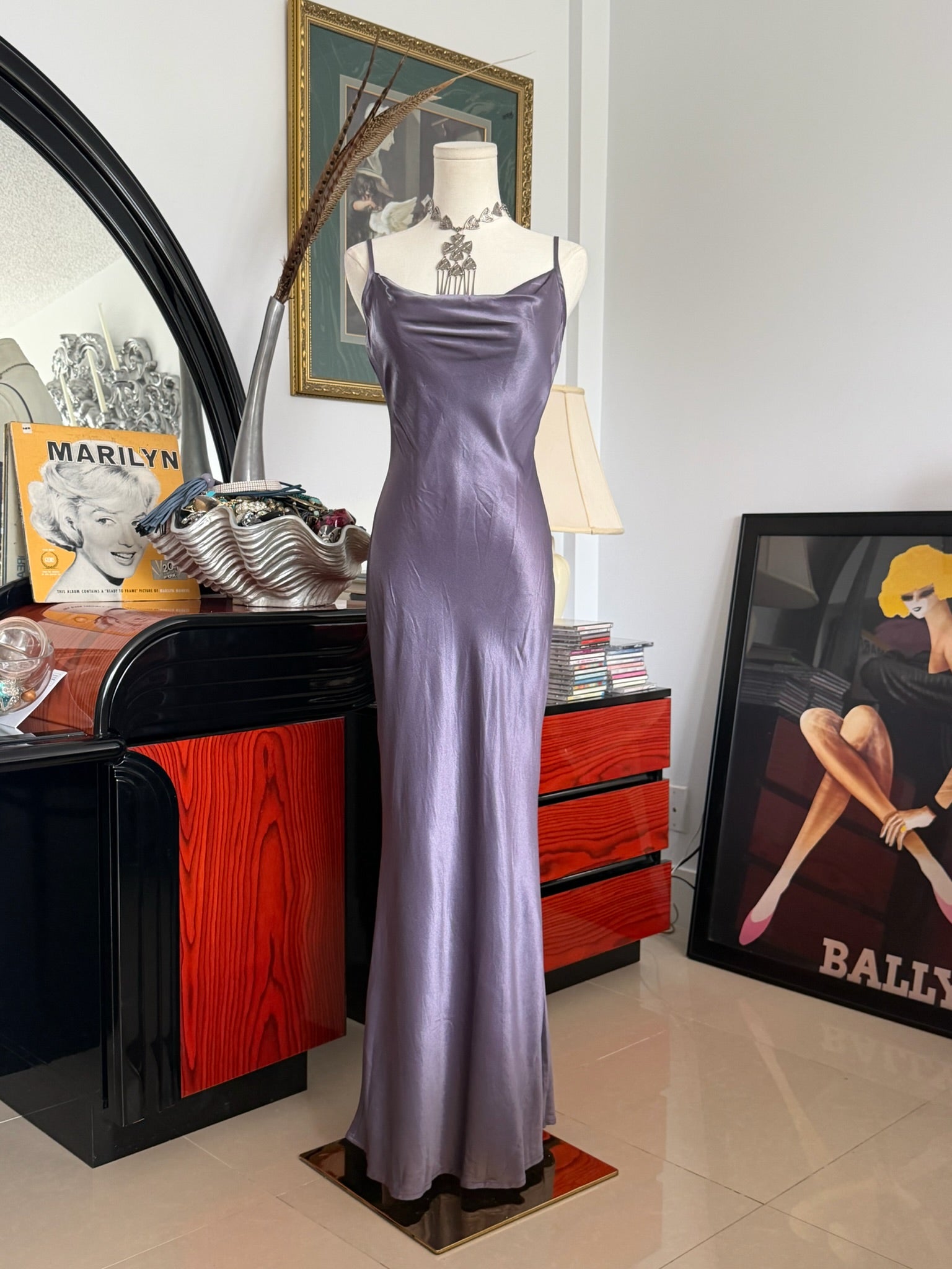 Lavender Satin Slip Dress