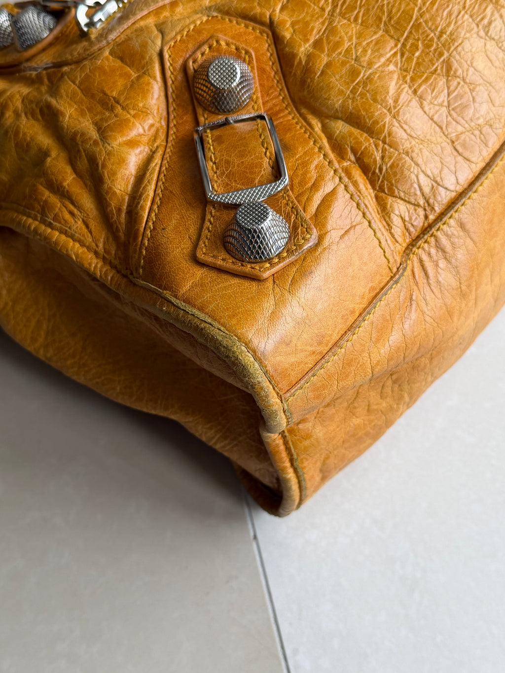 Balenciaga Classic City Bag – Saffron Mustard Yellow Giant Silver Hardware (2012 Era)