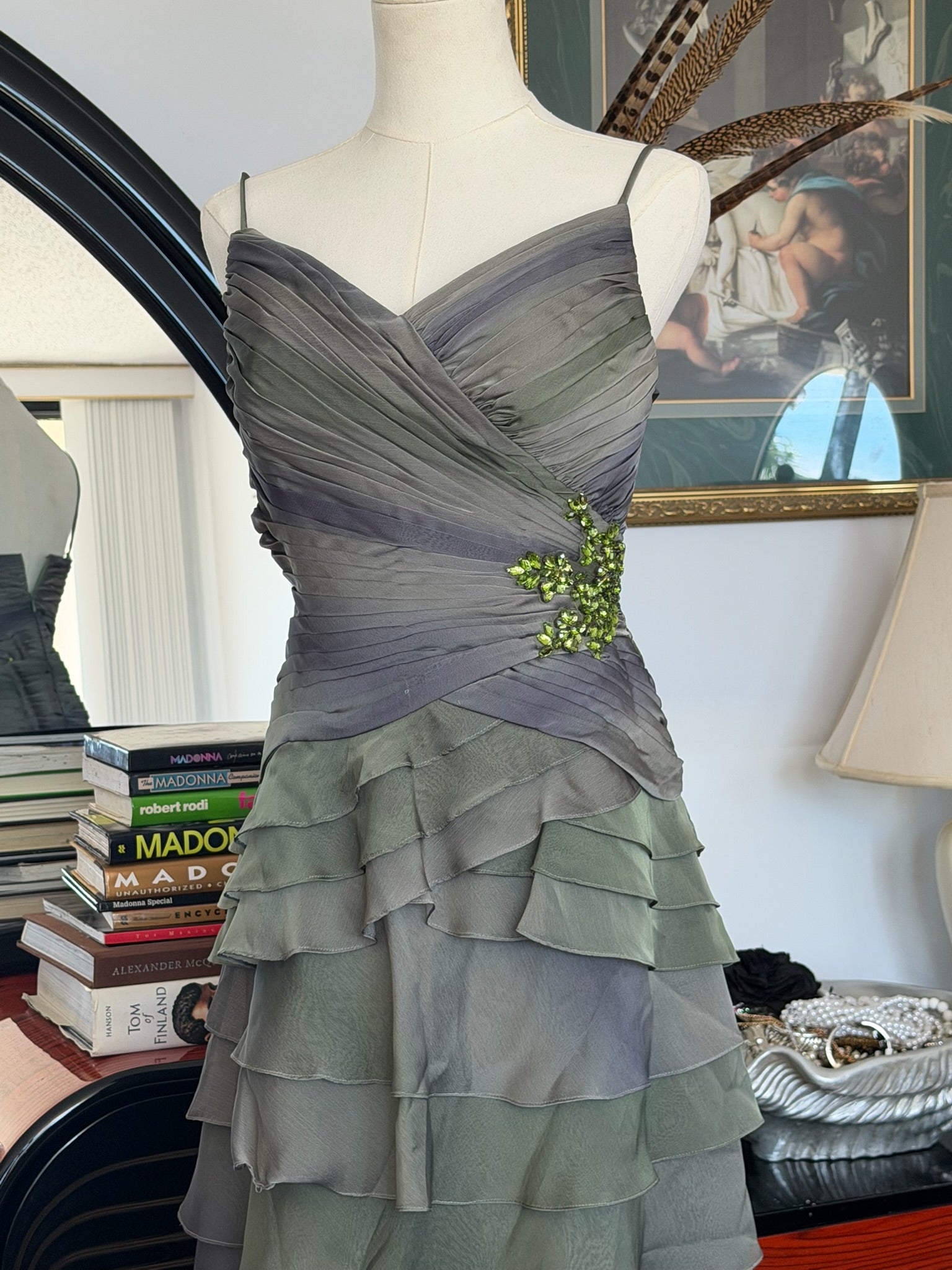 Vintage Silk Chiffon Ruffle Dress