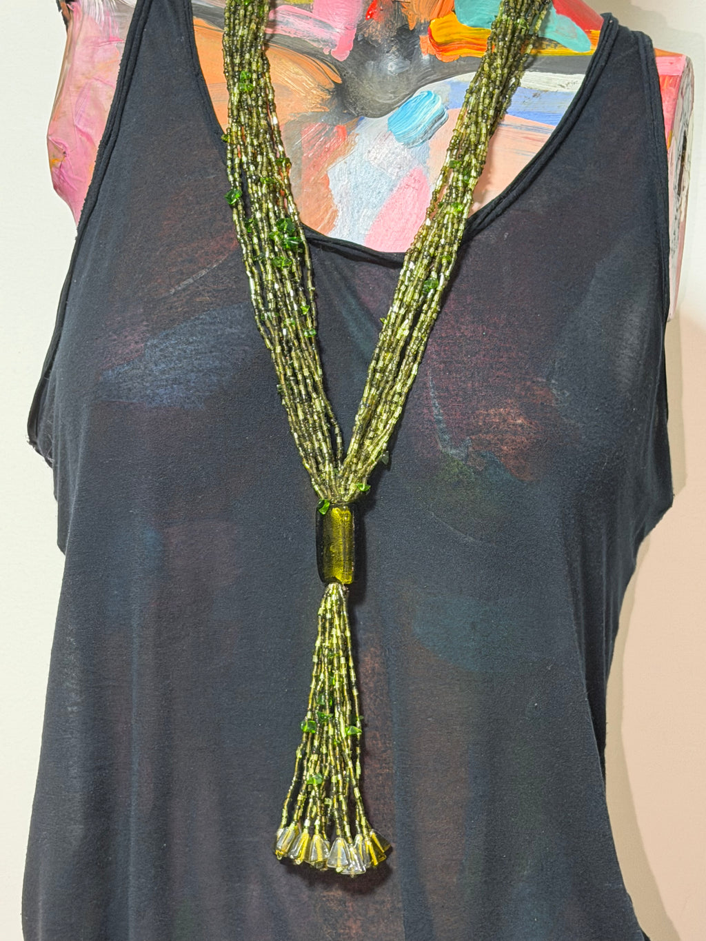 Vintage Forest Oracle Beaded Tassel Necklace