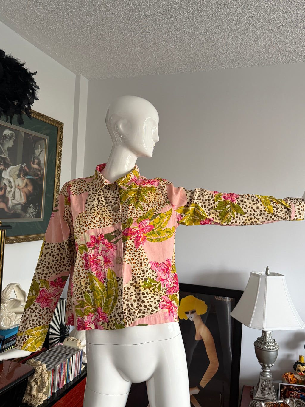 Jane Ashley Casual Lifestyle Floral Leopard Print Embellished Jacket