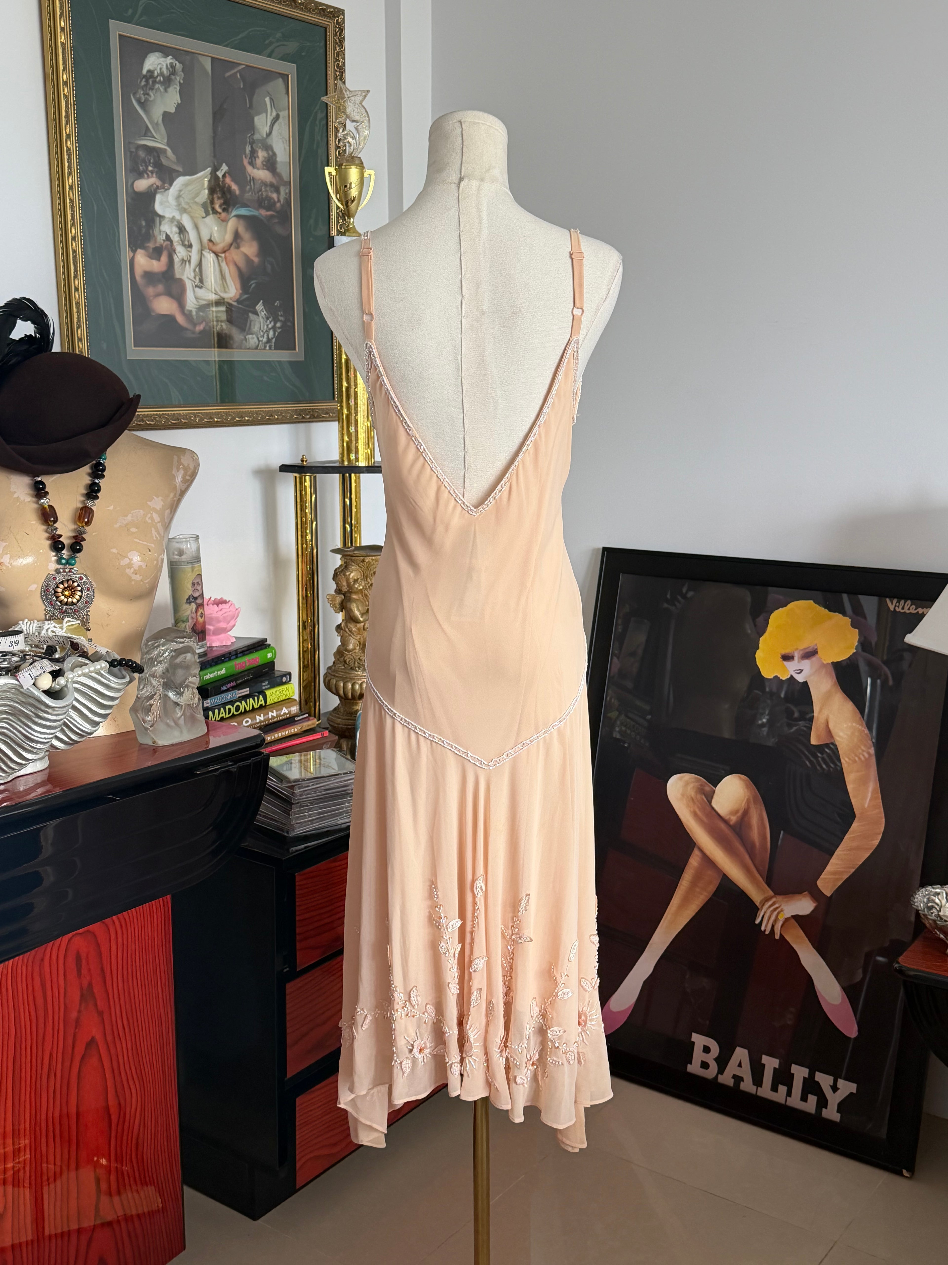 Vintage R&M Richards Beaded Angelic Slip Dress – Champagne Fairycore Gown