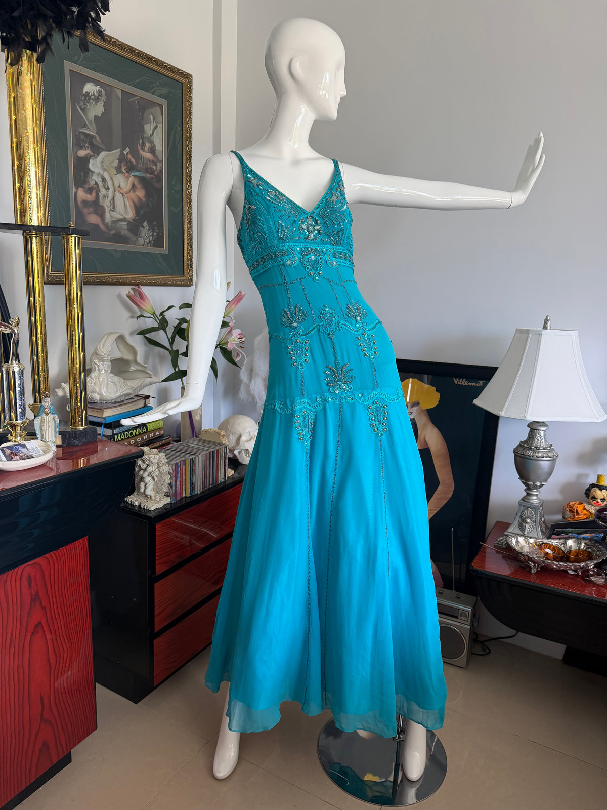 Sue Wong Nocturne Beaded Turquoise Gown size 4-6