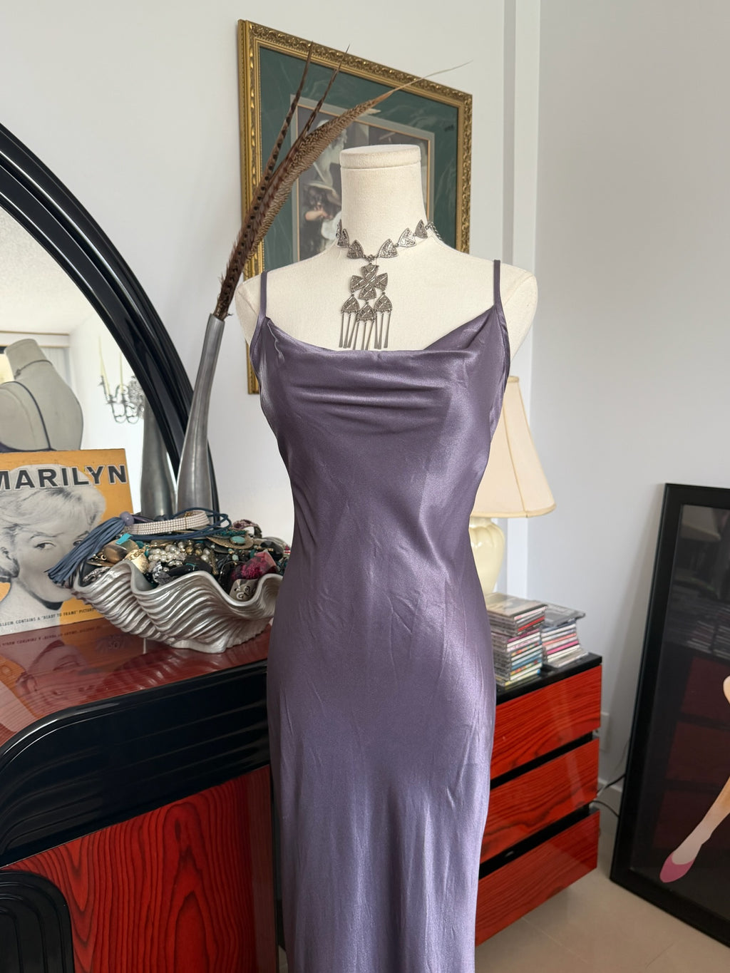 Lavender Satin Slip Dress