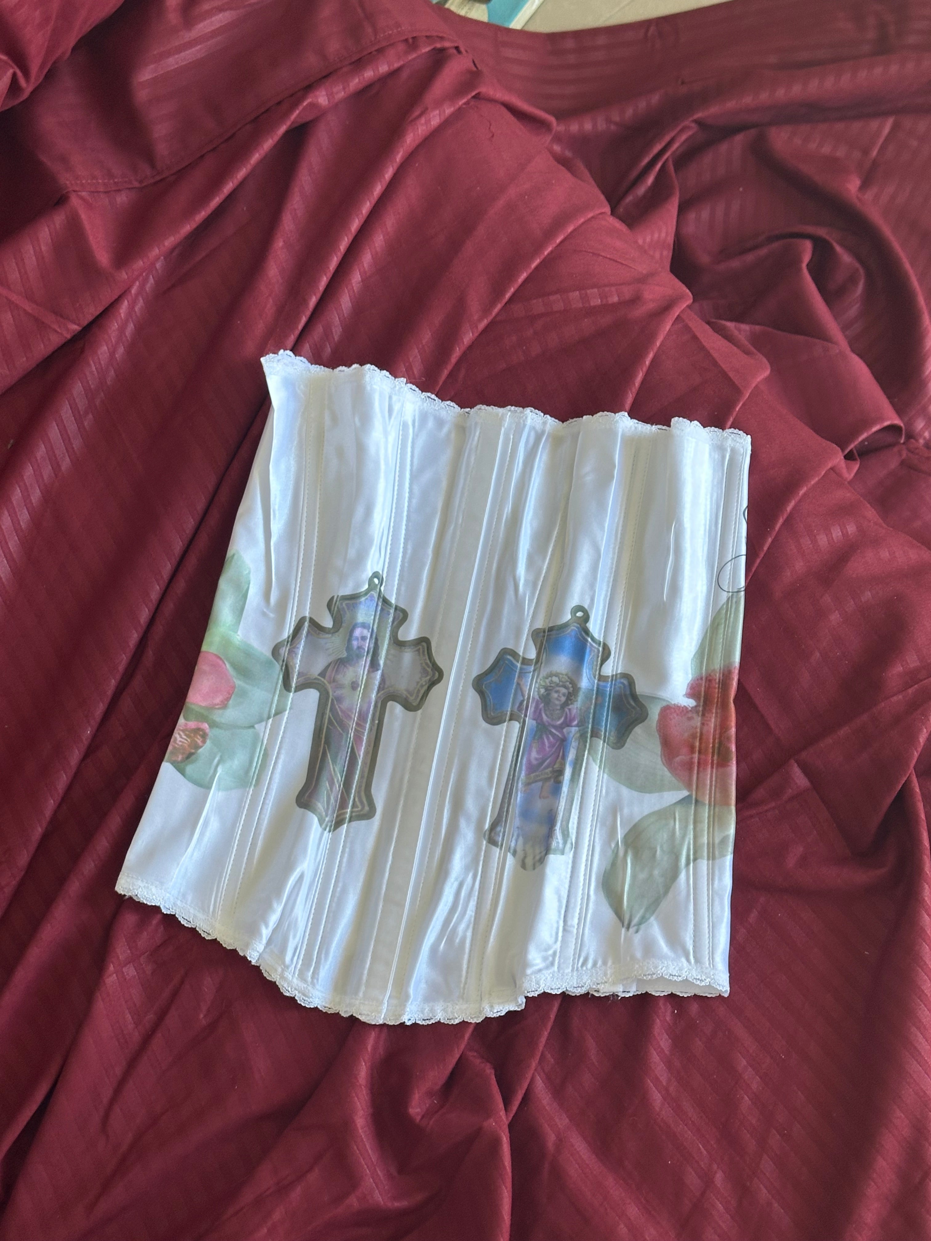 “Heaven Awaits” Orchid Cross Corset 🤍 (Size 34, One-of-One)