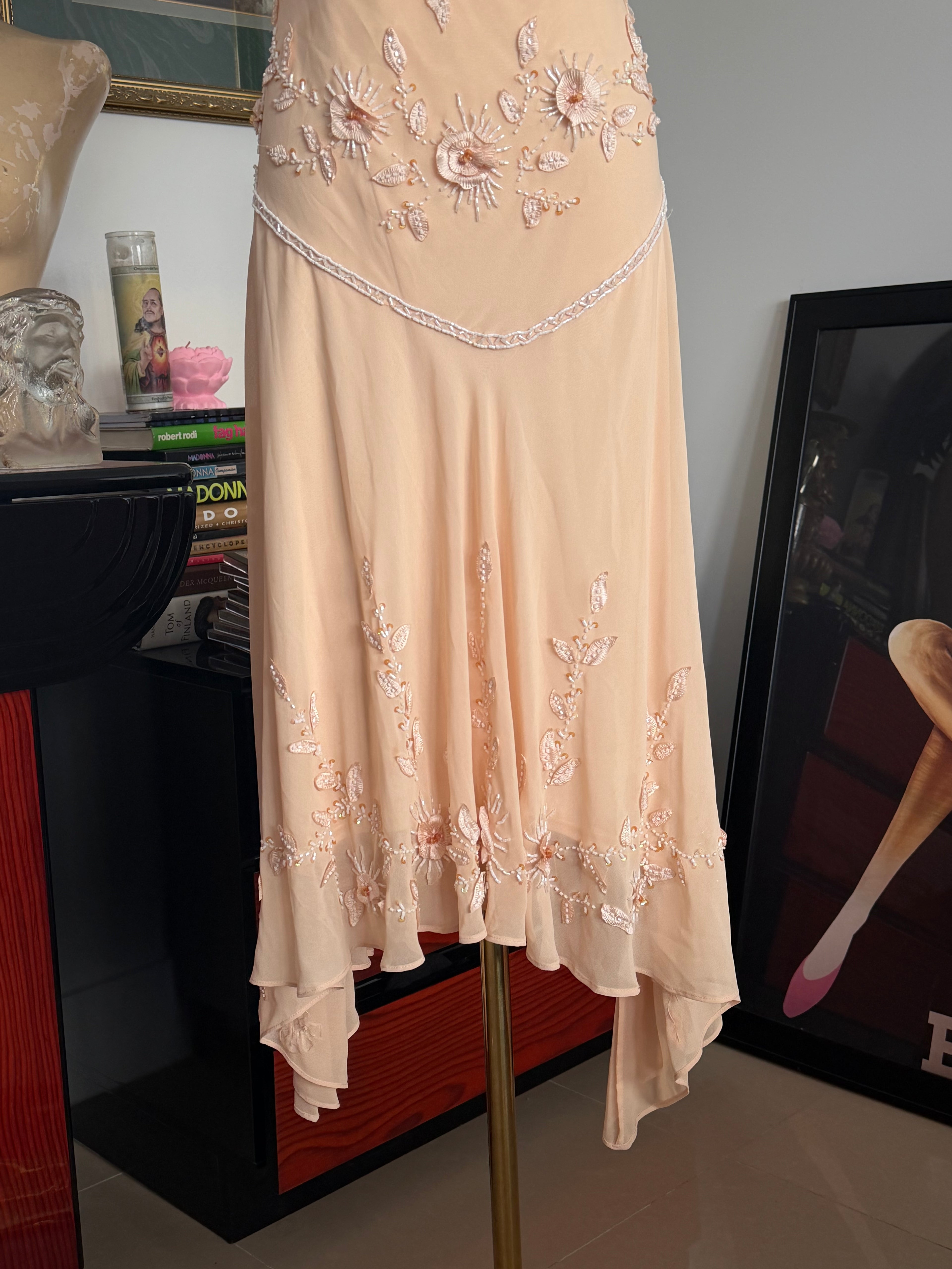 Vintage R&M Richards Beaded Angelic Slip Dress – Champagne Fairycore Gown