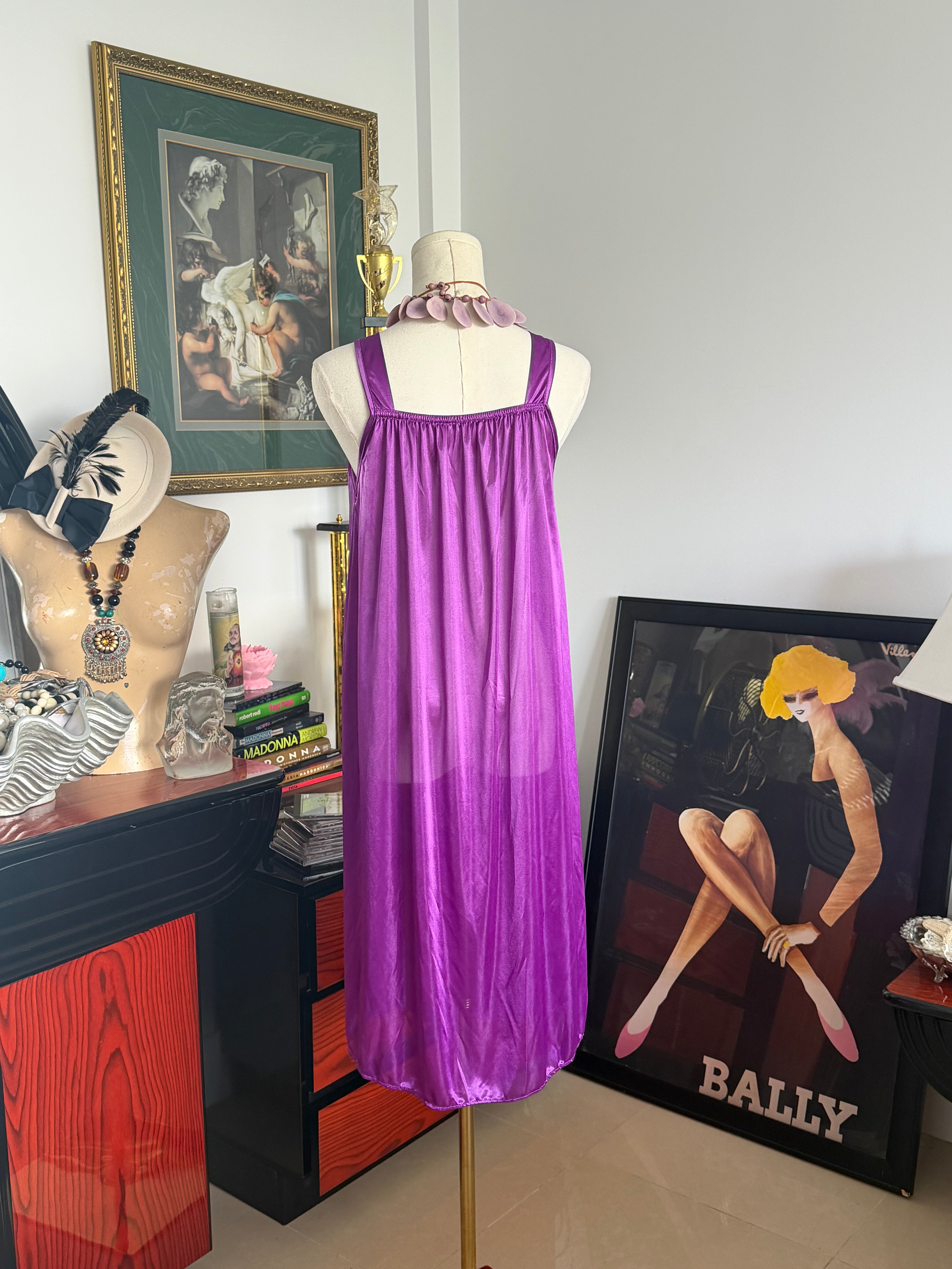Vintage Purple  Lace Sheer Slip Dress
