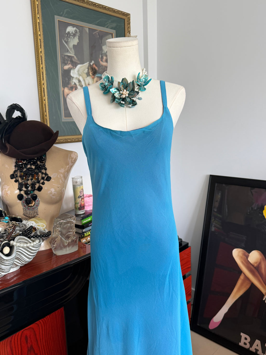 Reversible Sheer Blue Slip Maxi Dress- S-M