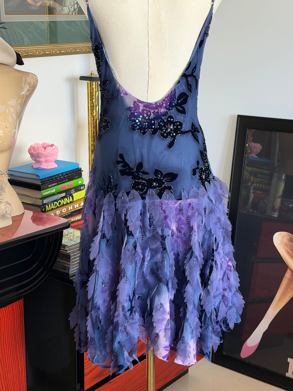 Sue Wong  Ombre Lavender & Blue 3D Leaf Dress -8