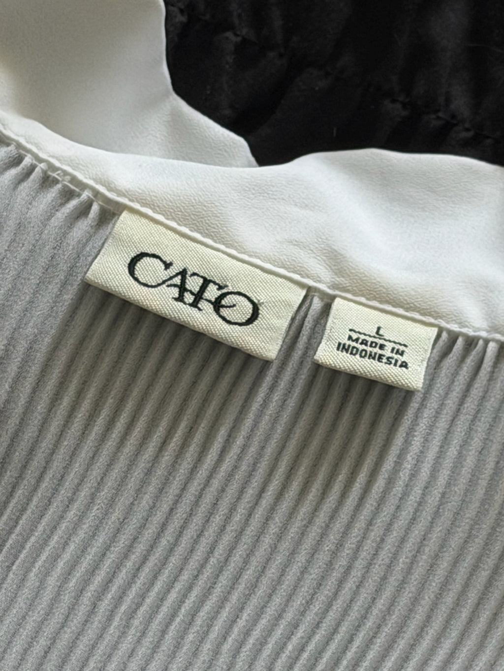 Cato White Pleated Eyelet Button-Up Blouse