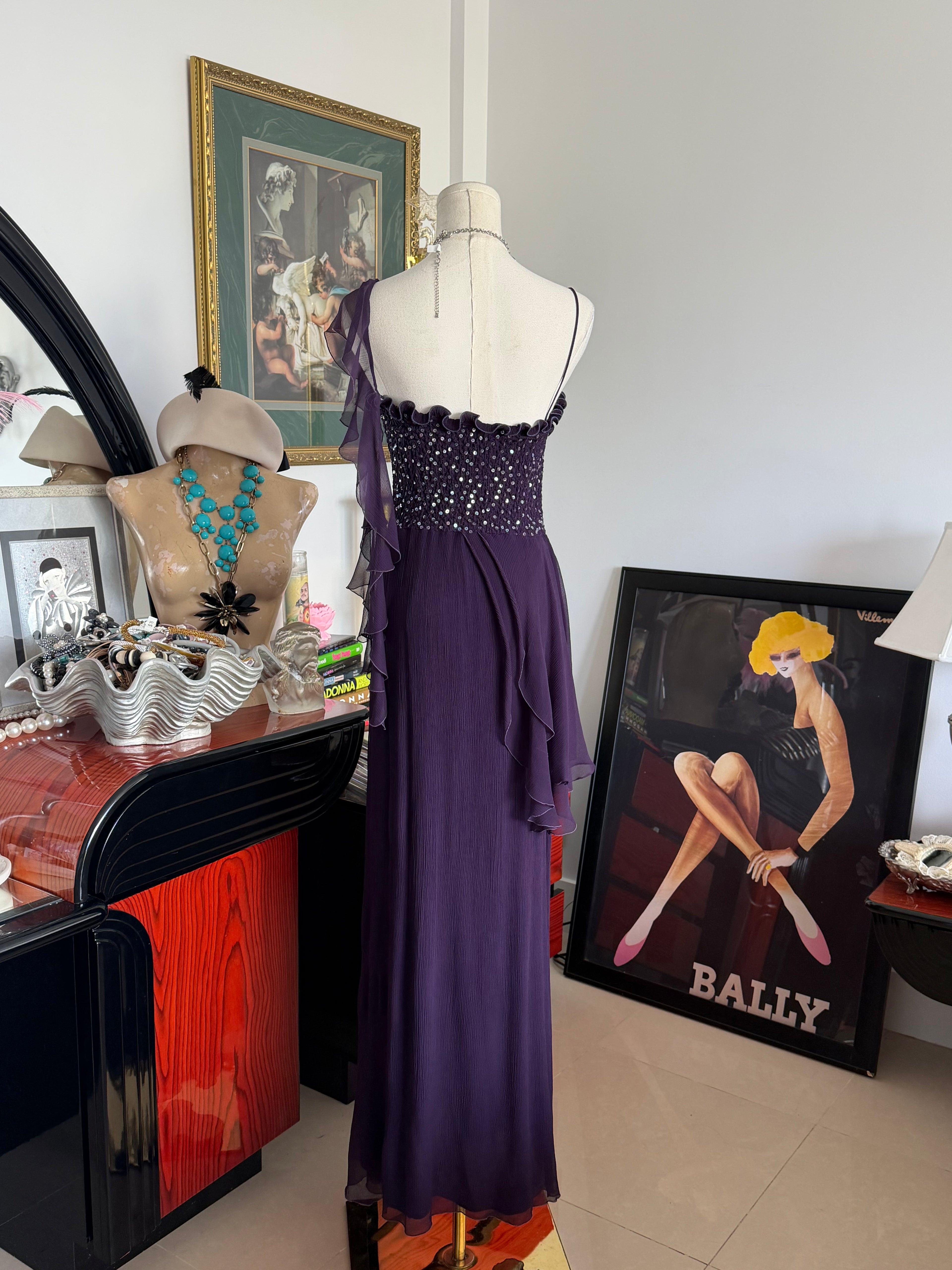 Vintage Made in USA evening gown in a rich aubergine purple-S