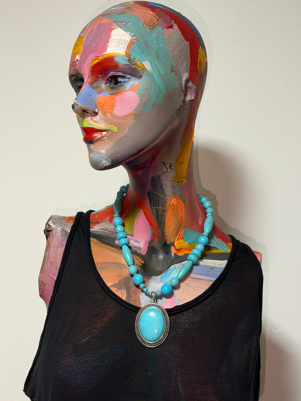 Vintage Turquoise Oracle Medallion Statement Necklace