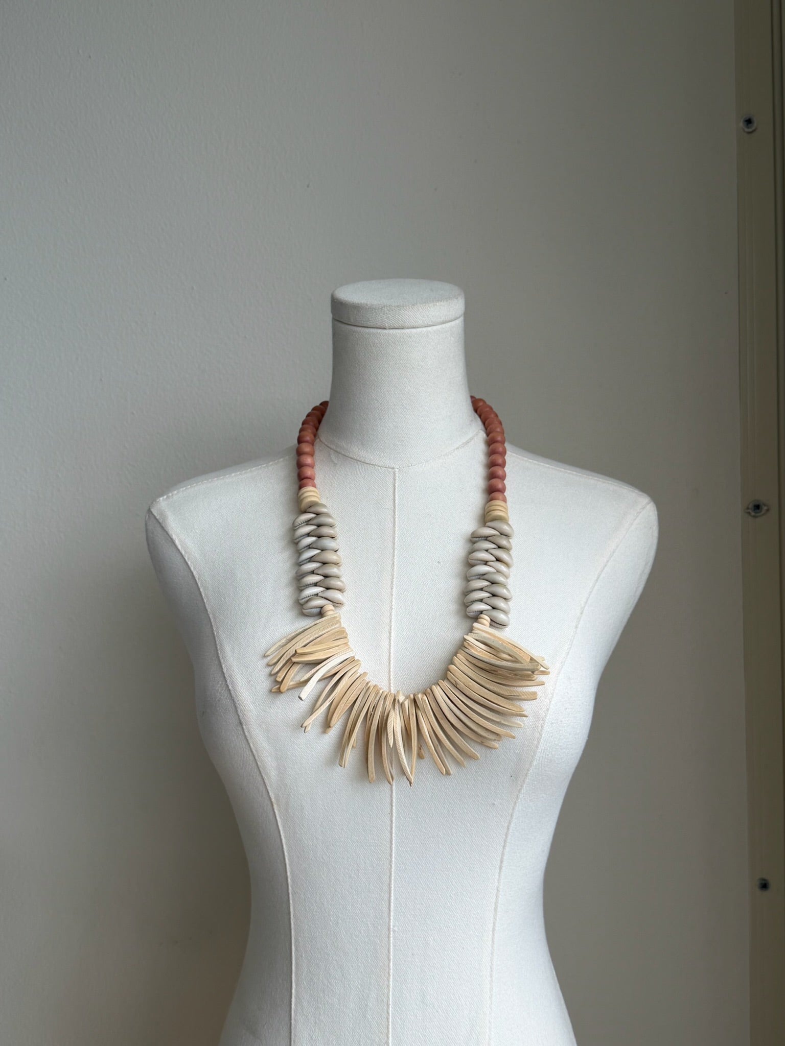 Neutral Shell Fringe Necklace