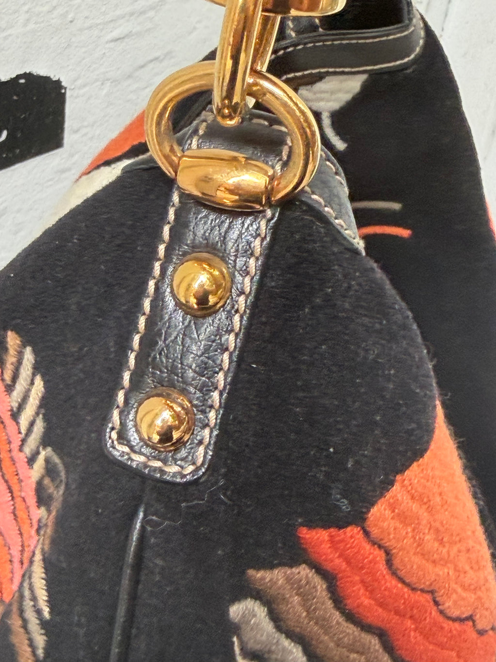 Gucci Fall/Winter Embroidered Velvet Large Indy Hobo Bag