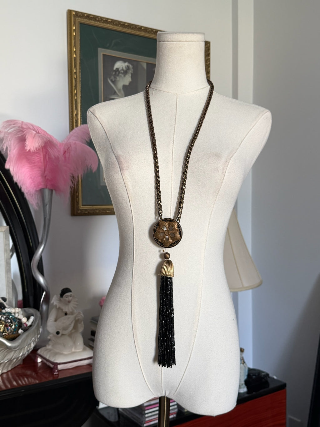 Long tassel statement necklace