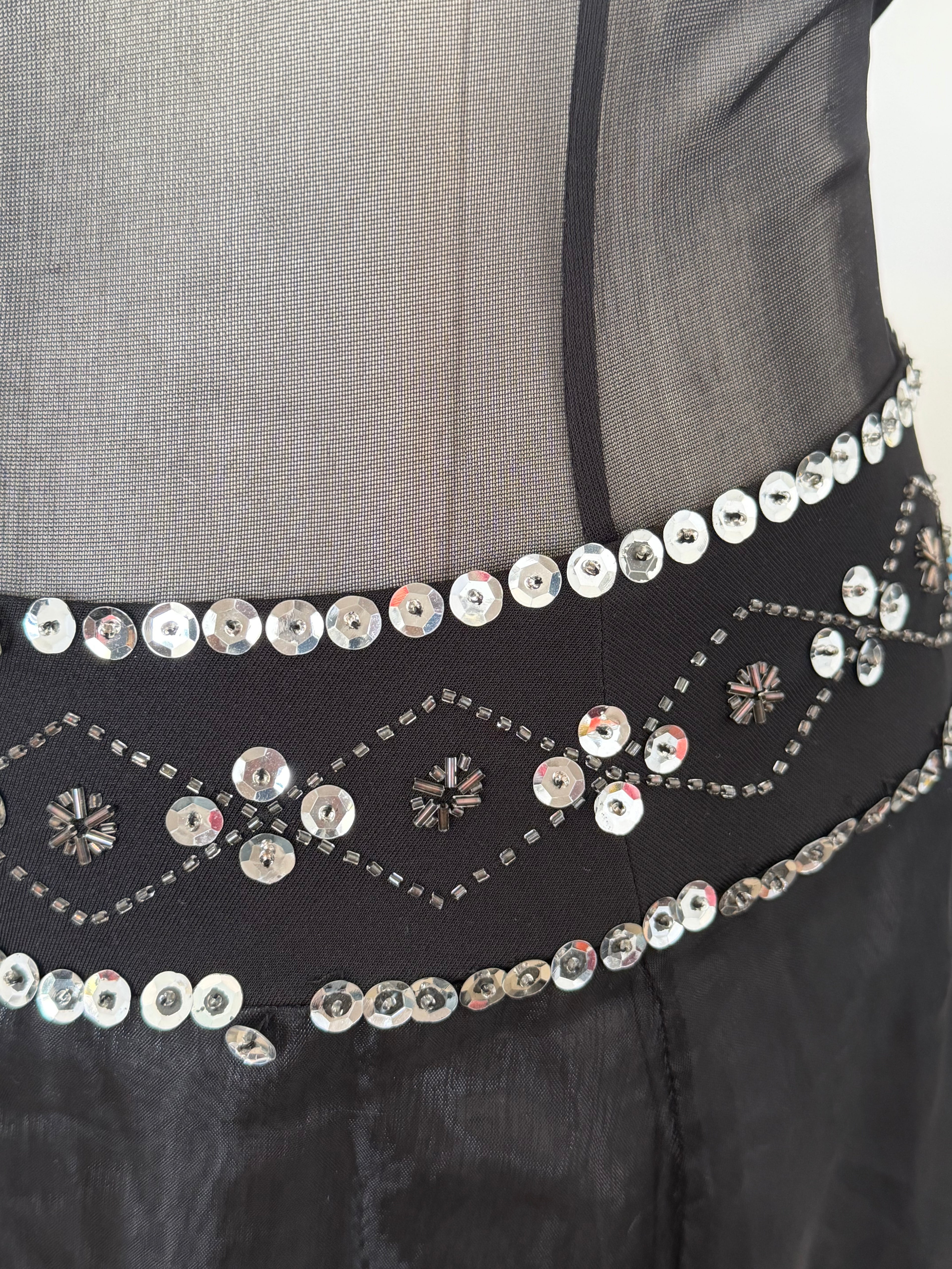 Vintage Frederick’s of Hollywood Sheer Panel Black Gown
