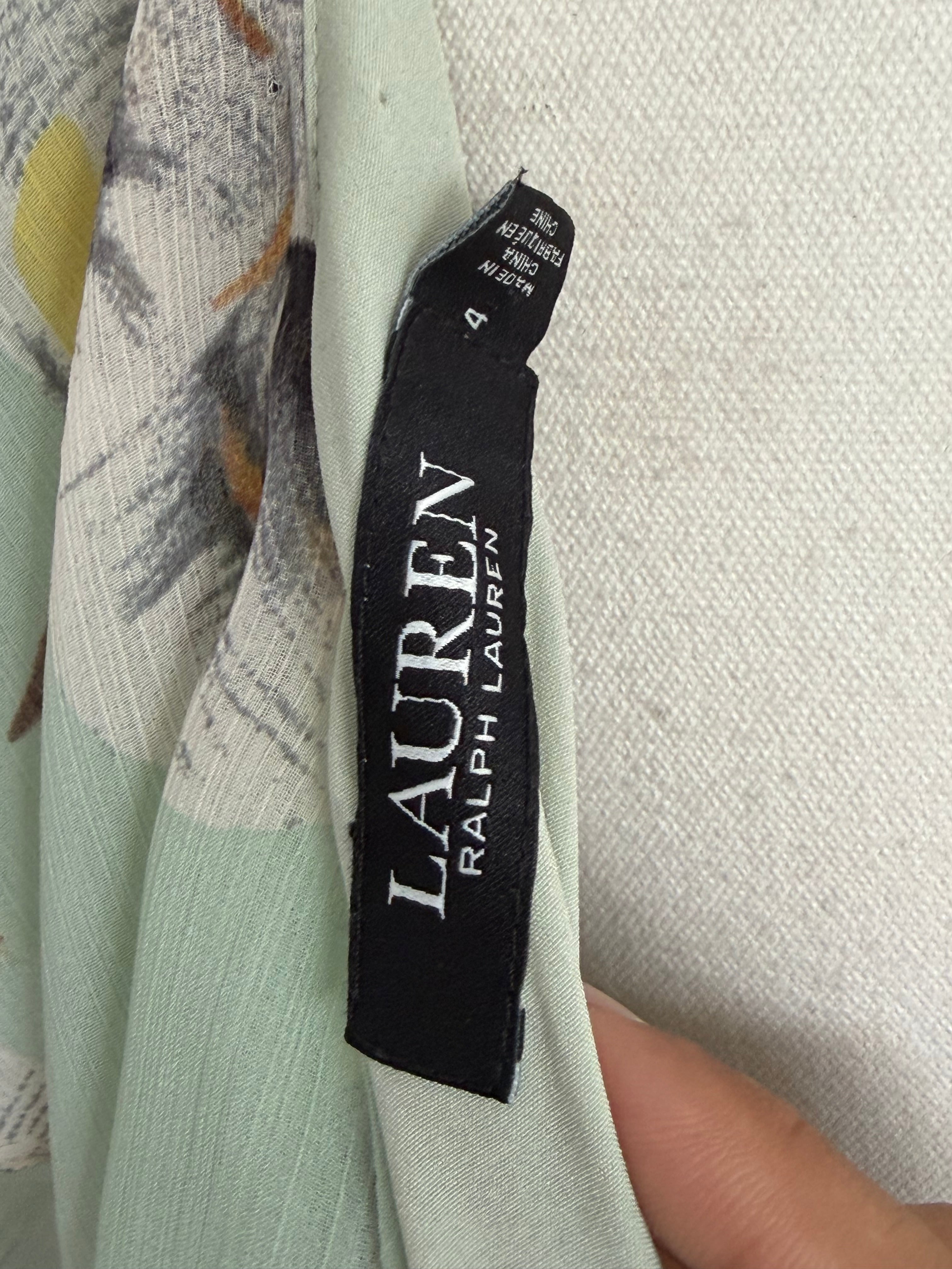 Lauren Ralph Lauren Mint Floral One Shoulder Ruffle Maxi Dress