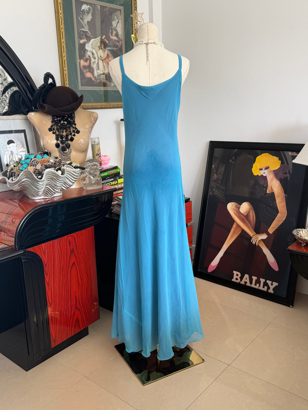 Reversible Sheer Blue Slip Maxi Dress- S-M