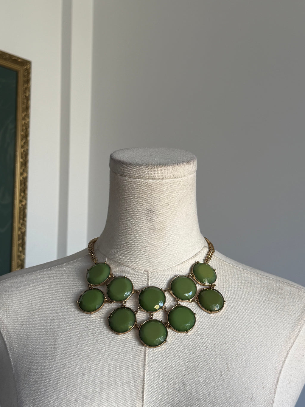 Olive Green Jewel Statement Necklace