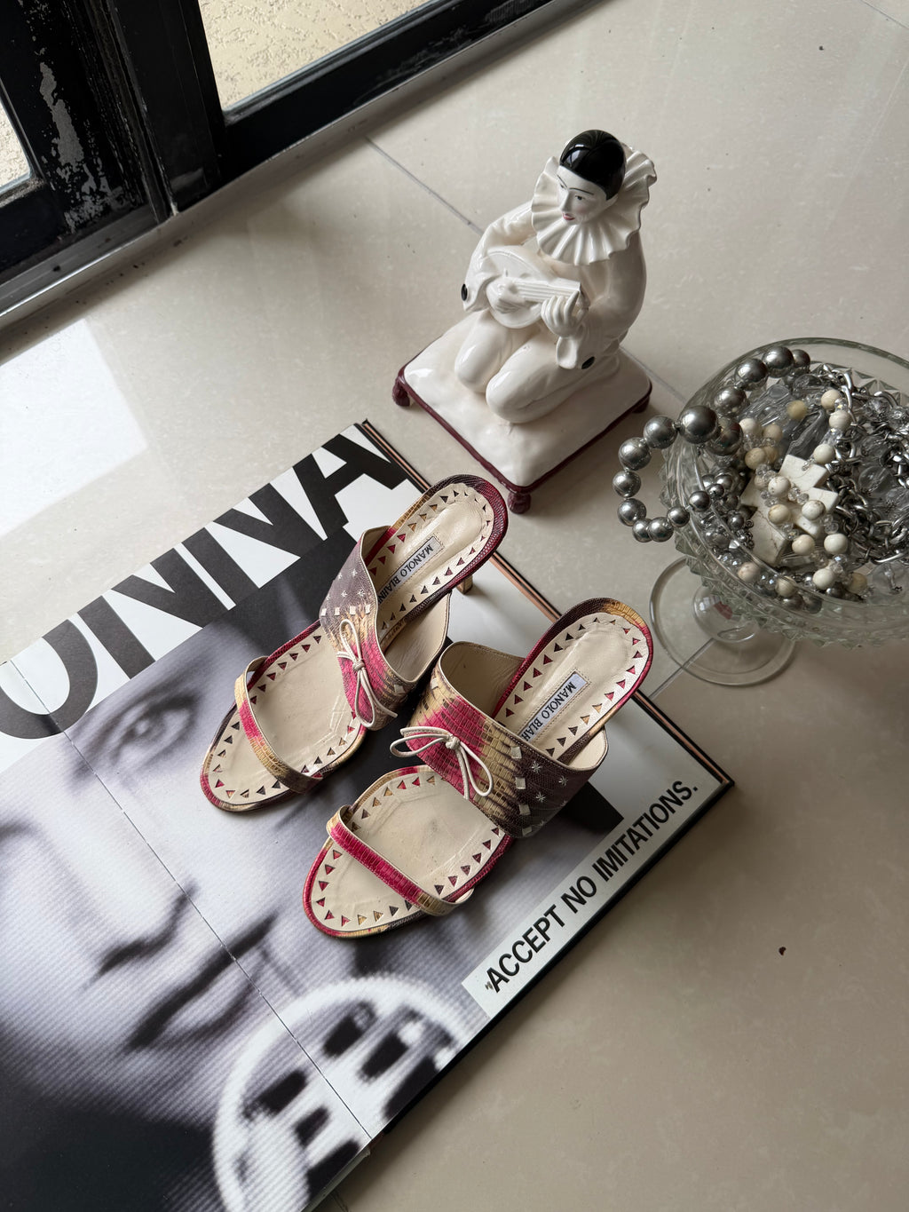 Manolo Blahnik Gradient Lizard-Embossed Mule Heels – IT 38.5 (US 8.5)