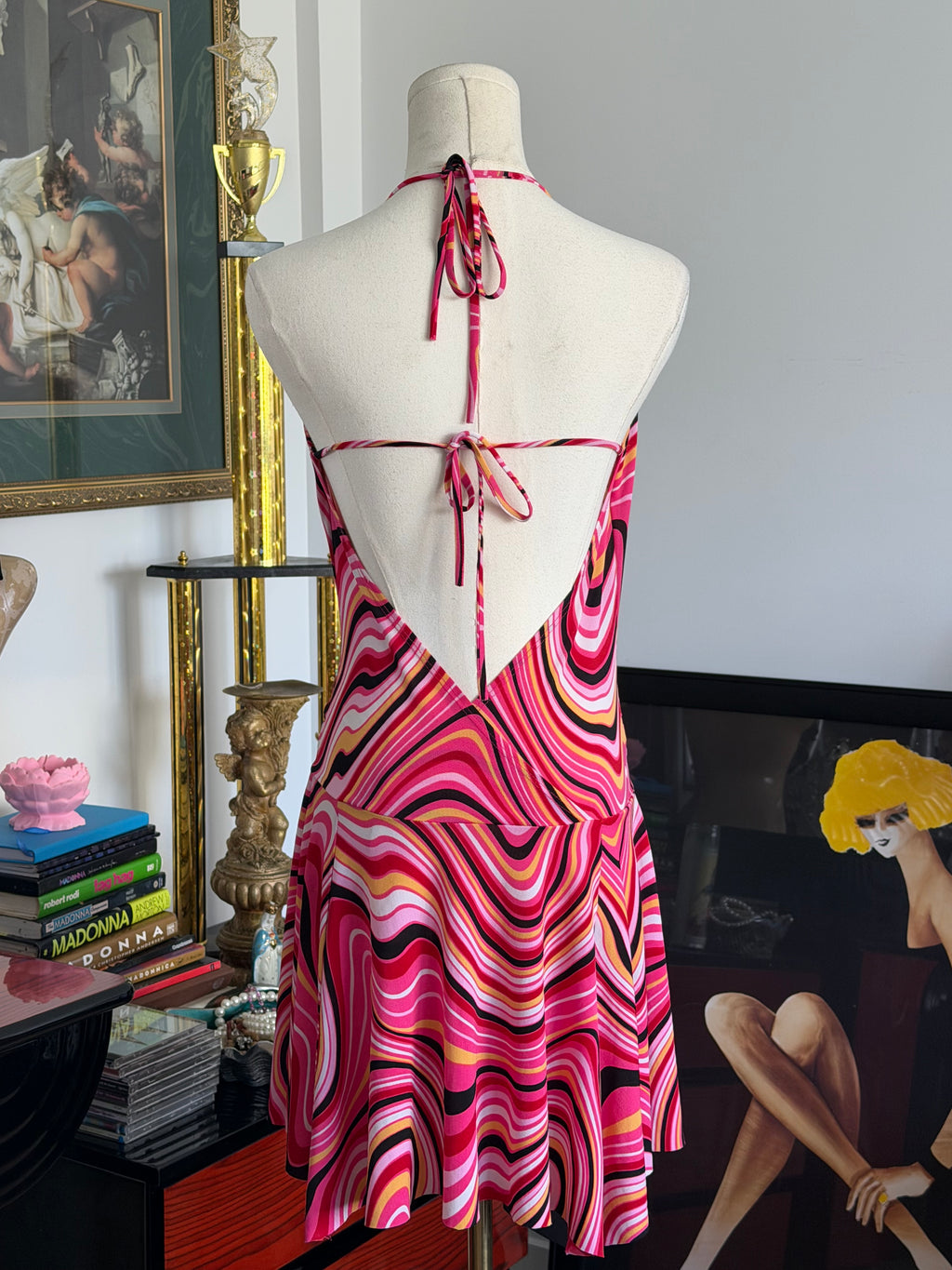 y2k resortwear halter dress pink mini dress open back dress vacation dress 2000s it girl