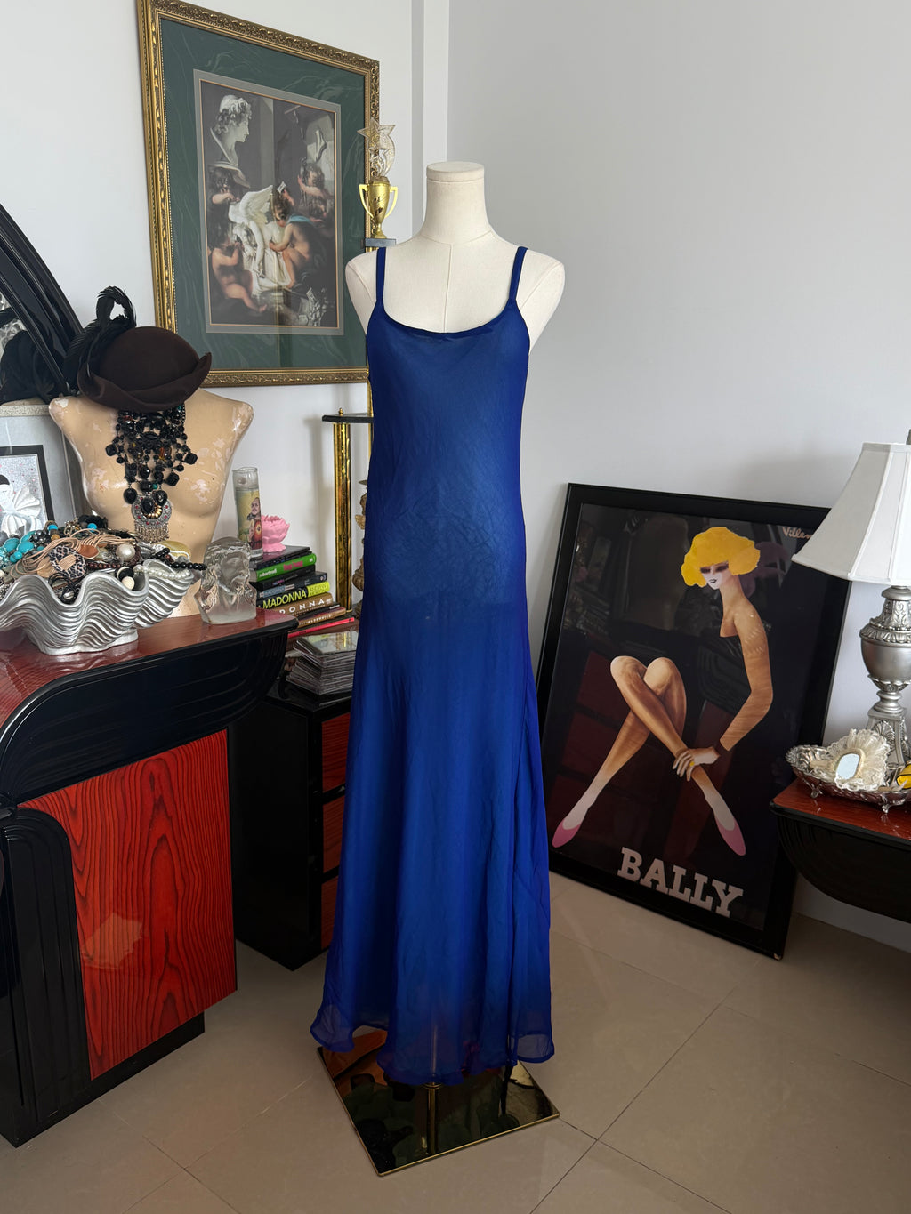 Reversible Sheer Blue Slip Maxi Dress- S-M