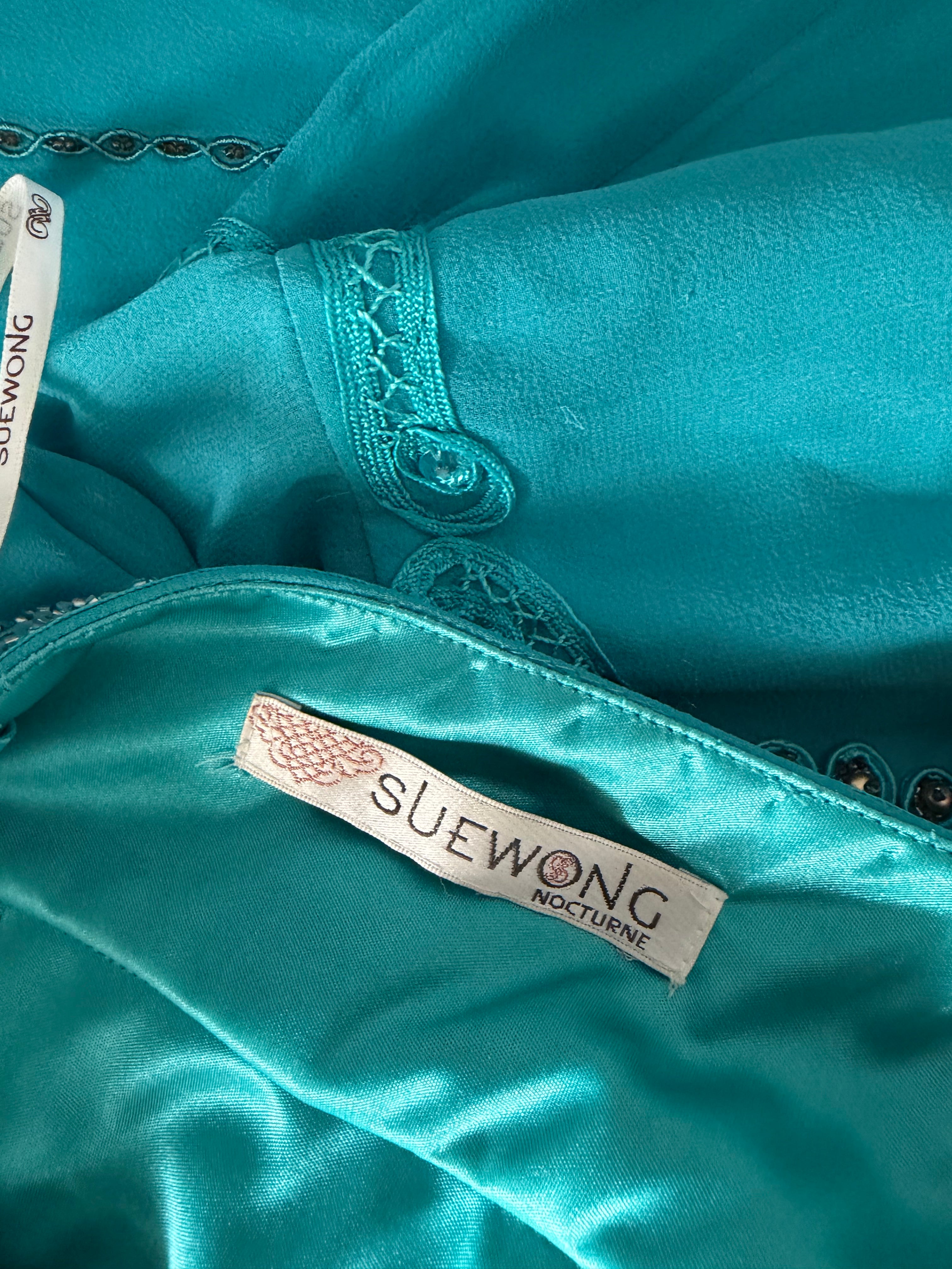 Sue Wong Nocturne Beaded Turquoise Gown -6