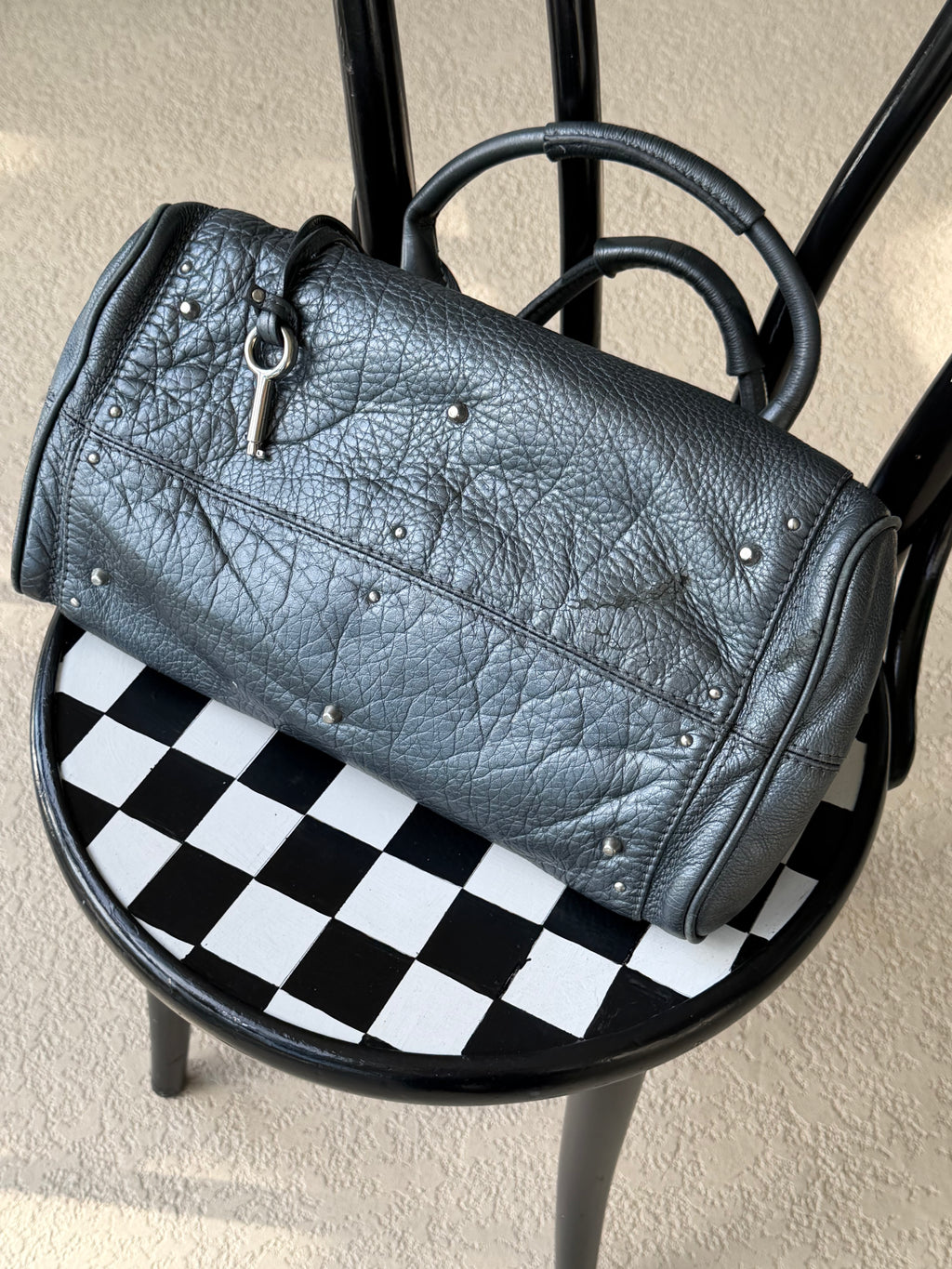 Chloé Paddington Bag – Charcoal Grey Pebbbled Leather – Silver Hardware