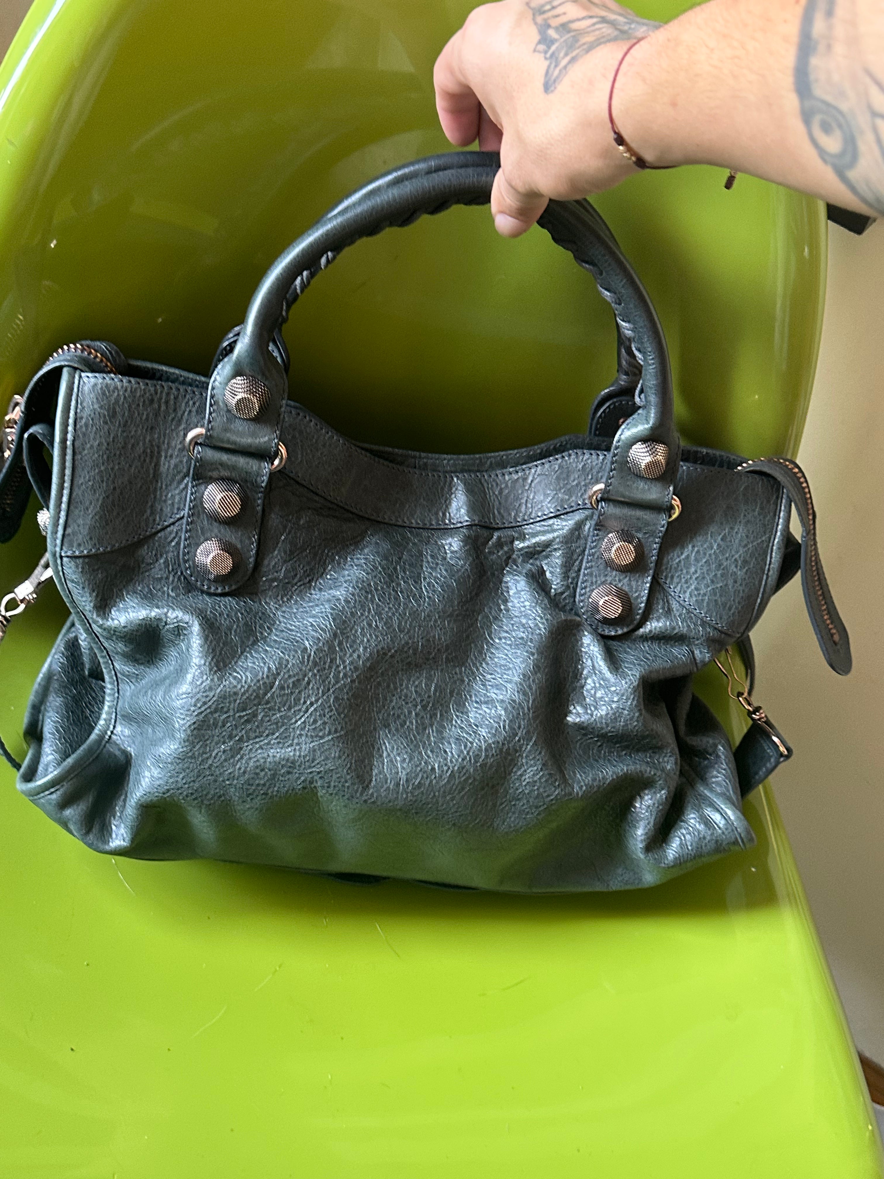 Balenciaga Classic City Bag – Vert Foncé (Dark Green) with Rose Gold Giant 12 Hardware