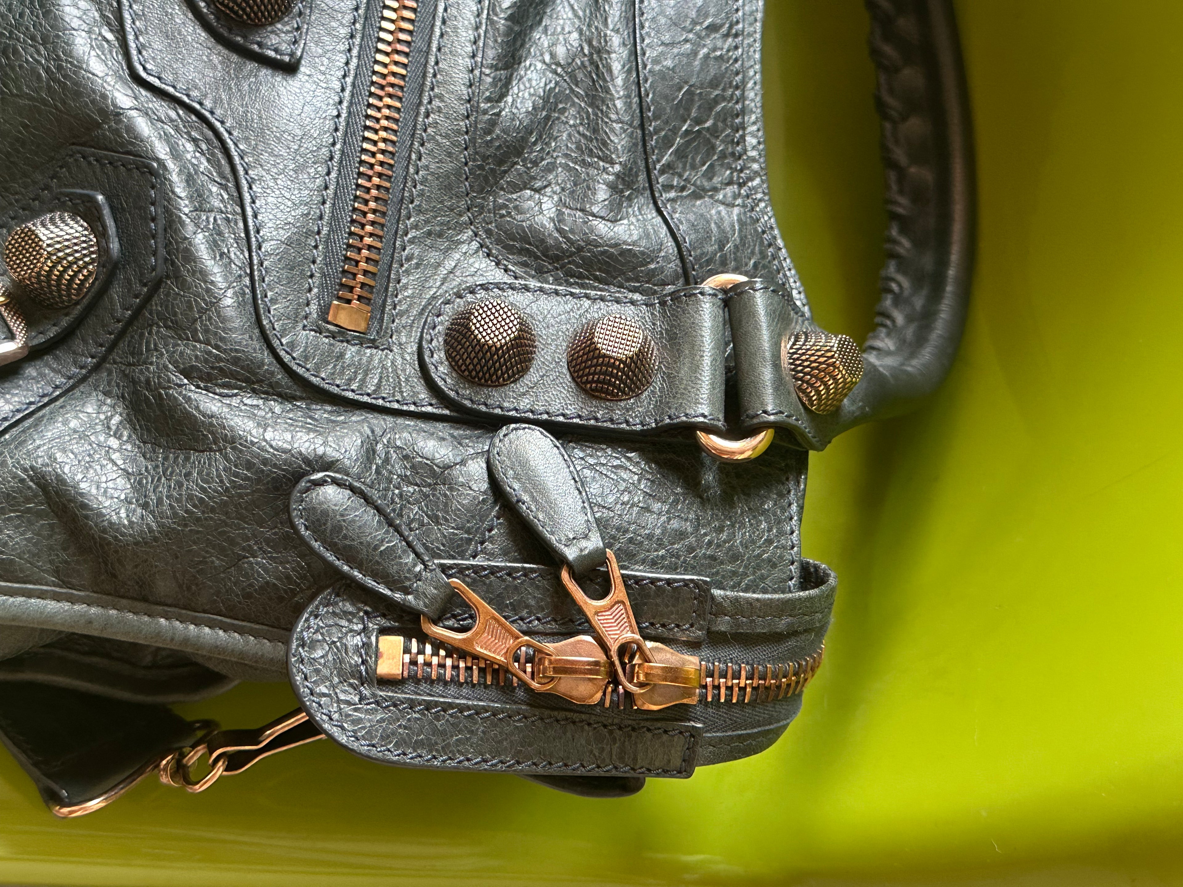 Balenciaga Classic City Bag – Vert Foncé (Dark Green) with Rose Gold Giant 12 Hardware