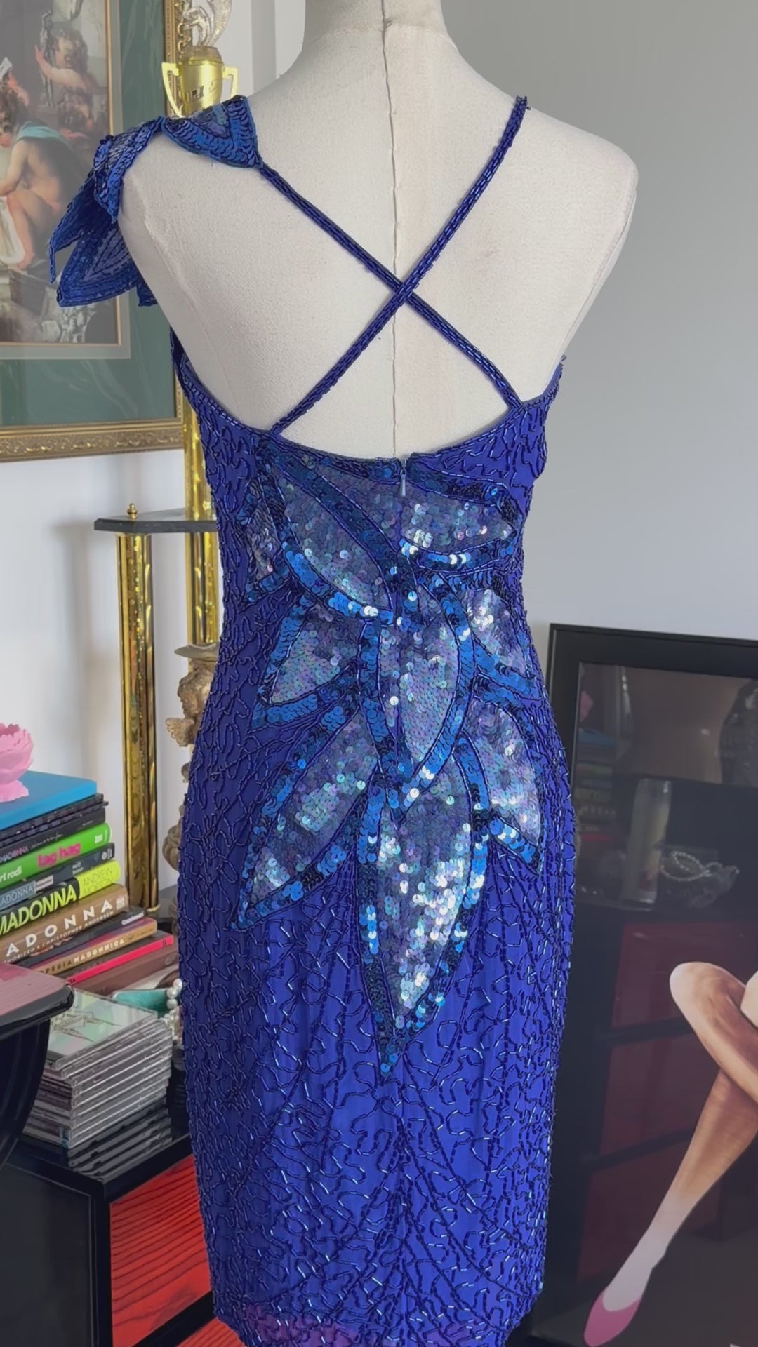 Vintage Niteline Silk Beaded Floral Cocktail Dress