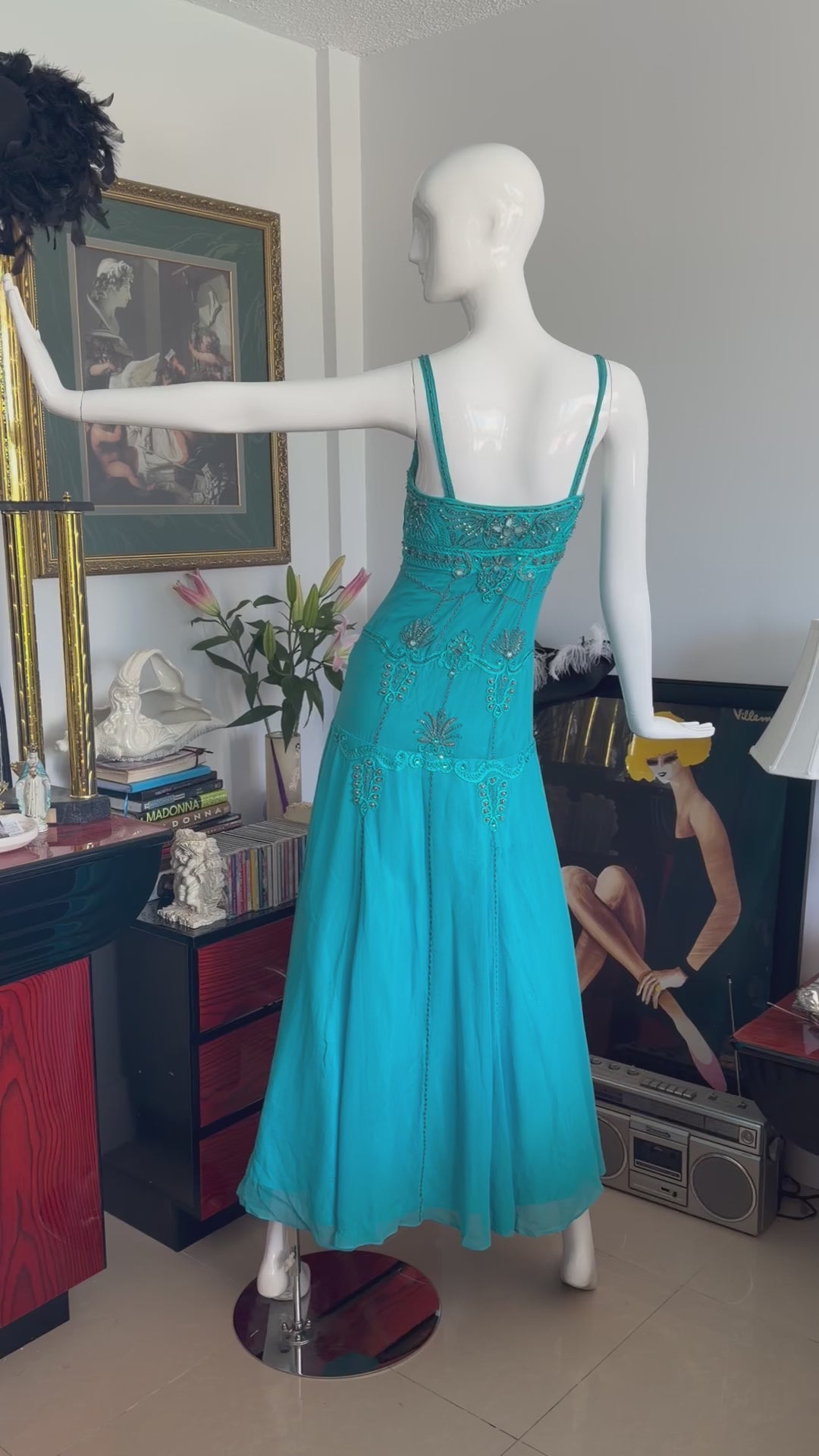 Sue Wong Nocturne Beaded Turquoise Gown size 4-6