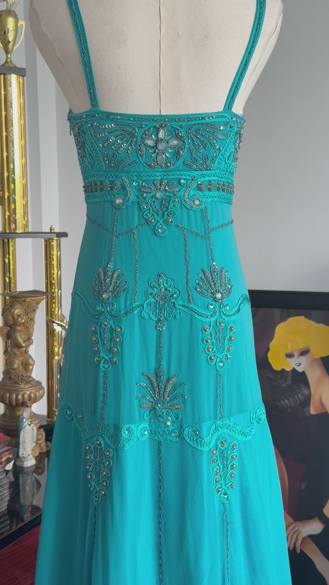 Sue Wong Nocturne Beaded Turquoise Gown -6