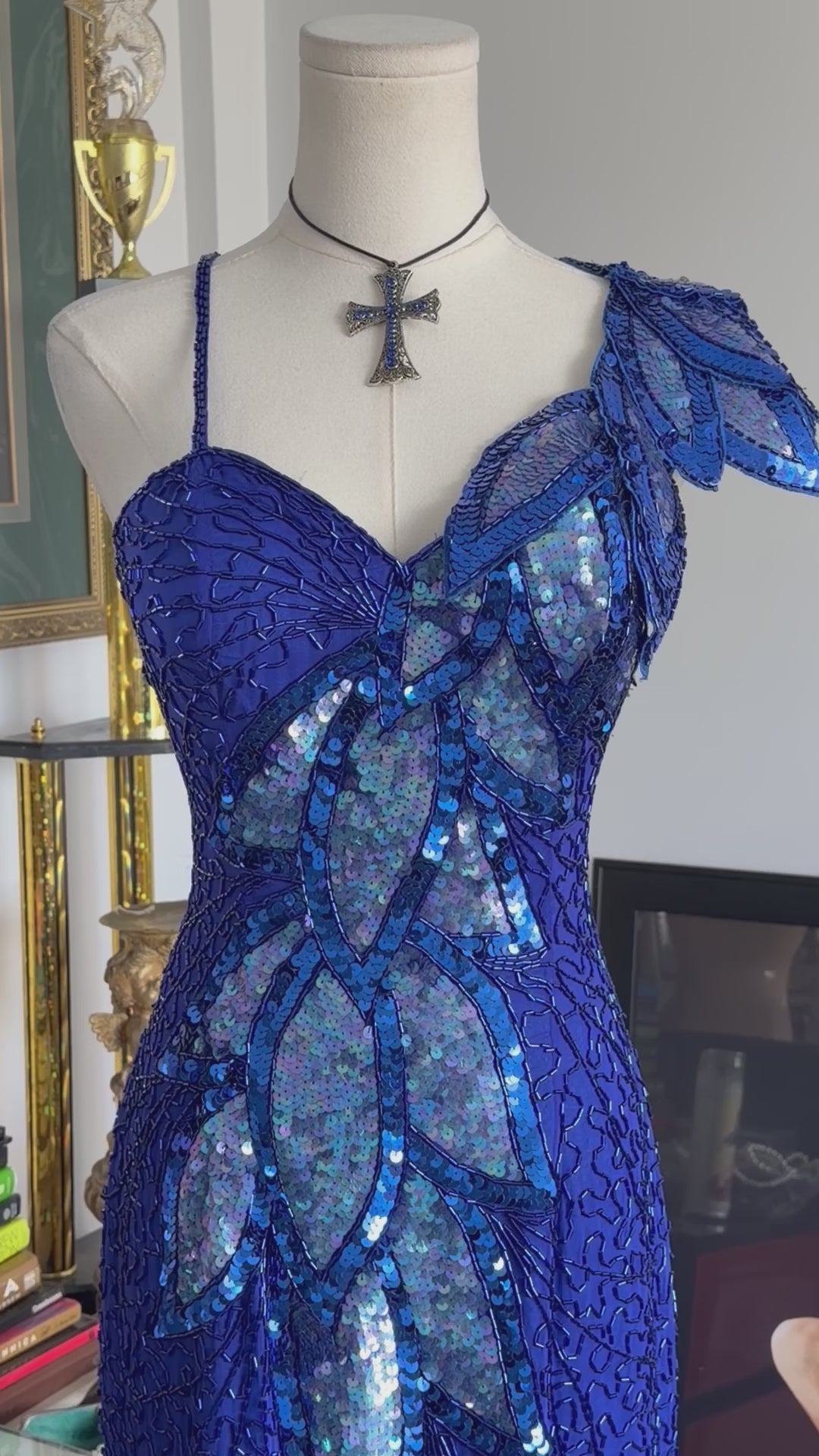 Vintage Niteline Silk Beaded Floral Cocktail Dress