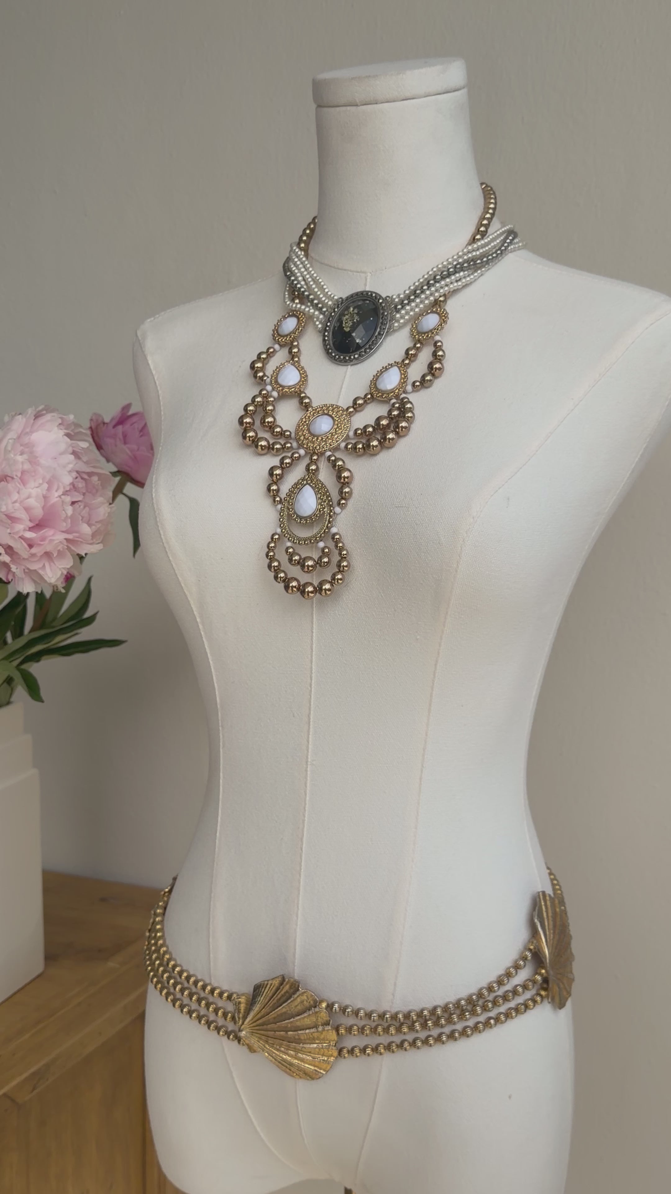 Ornate Gold Drop Statement Necklace