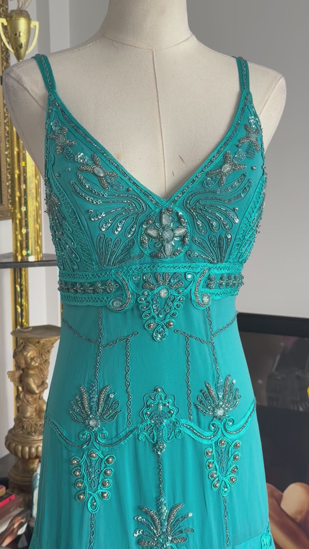 Sue Wong Nocturne Beaded Turquoise Gown -6